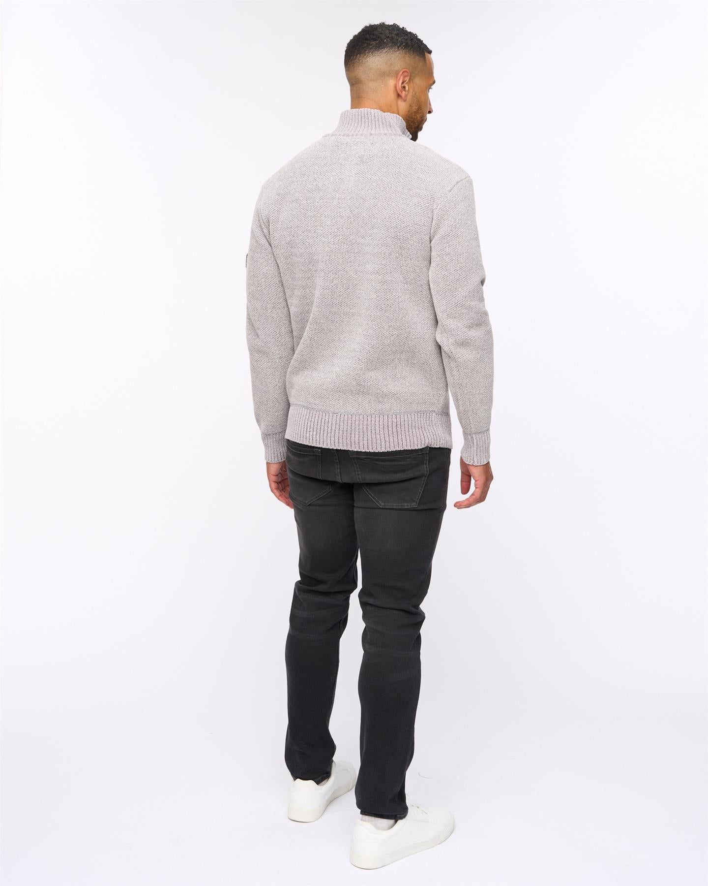 Harewood Chenille 1/4 Zip Jumper Light Grey