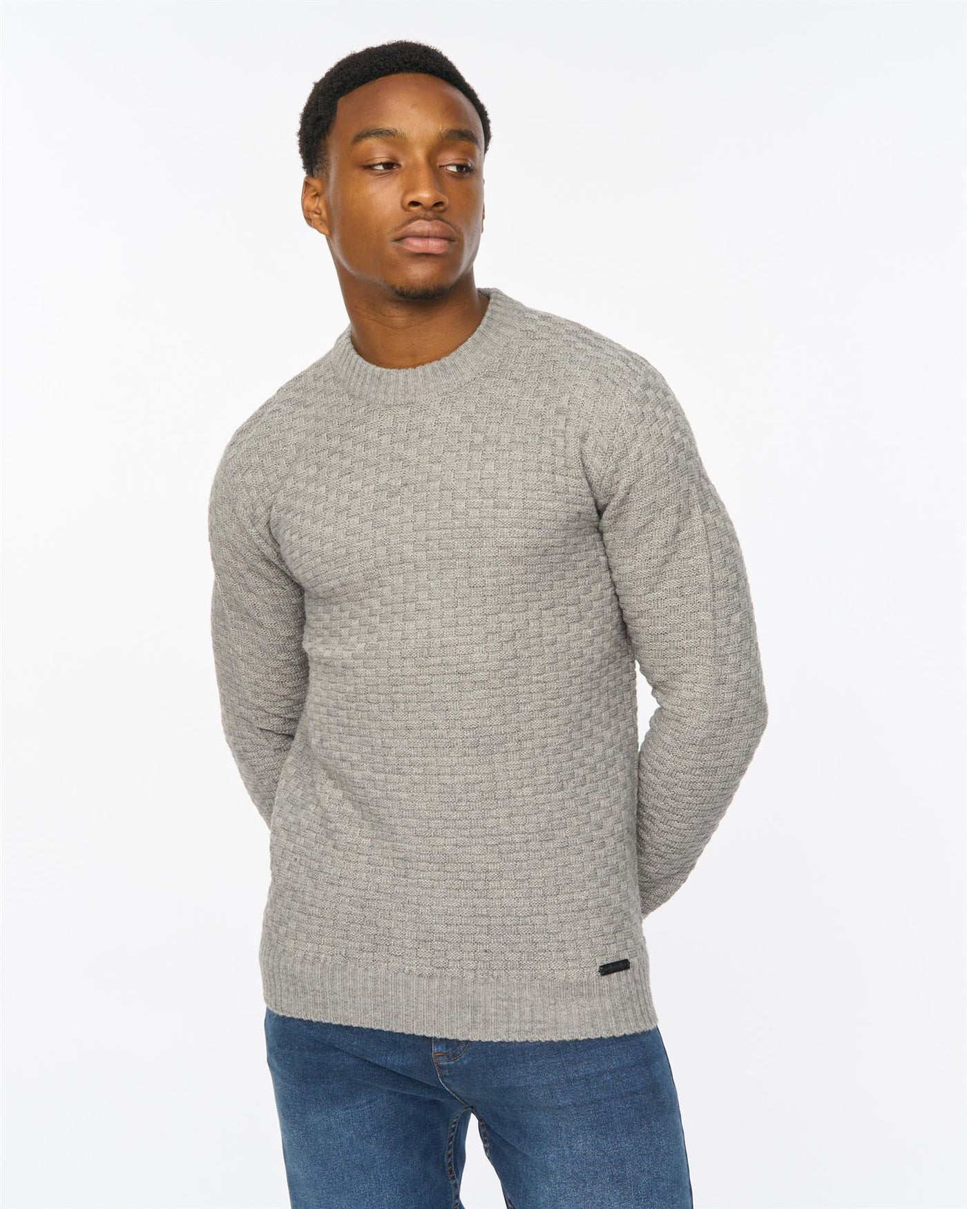 Mens Matera Textured Knit Grey Marl