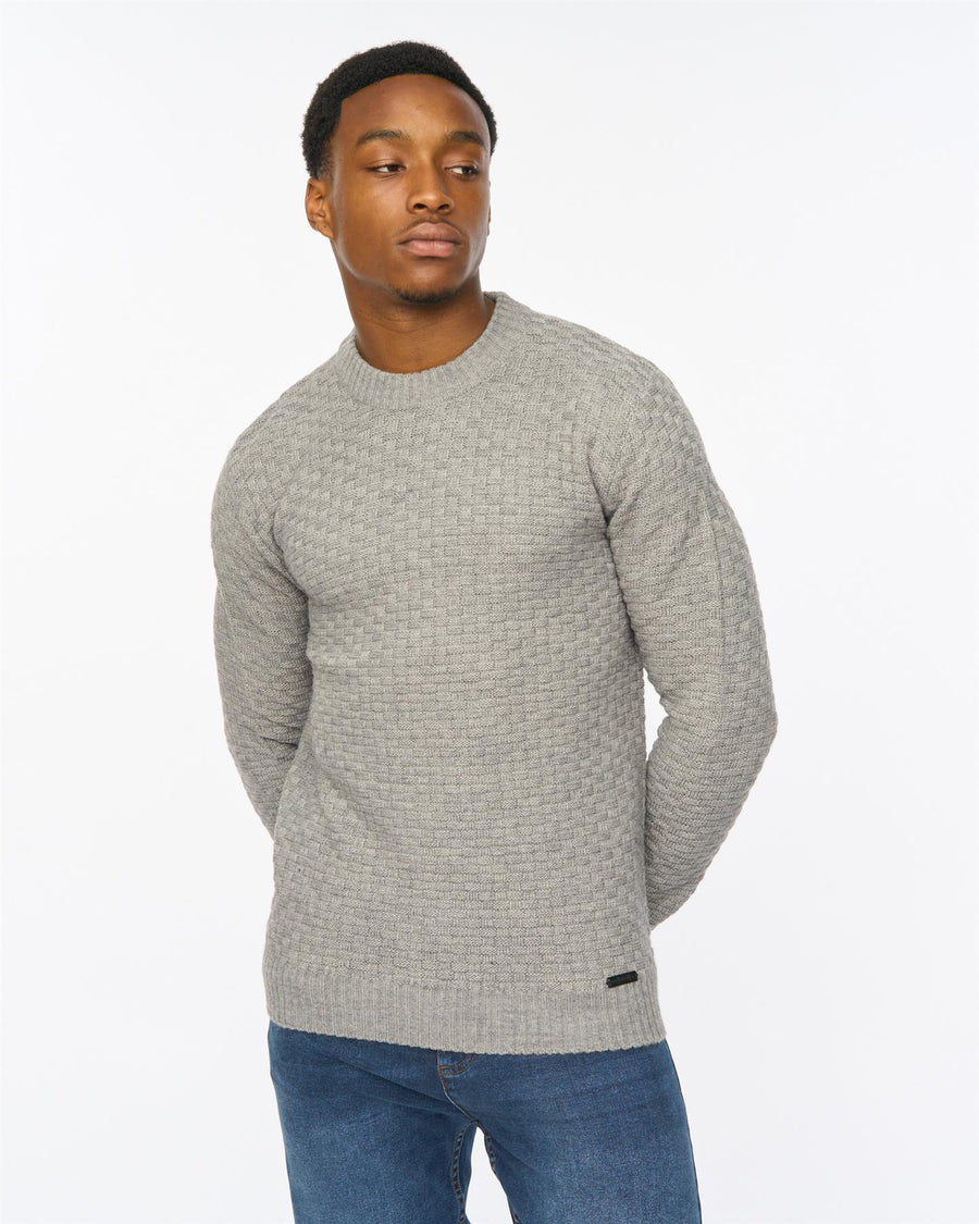 Mens Matera Textured Knit Grey Marl