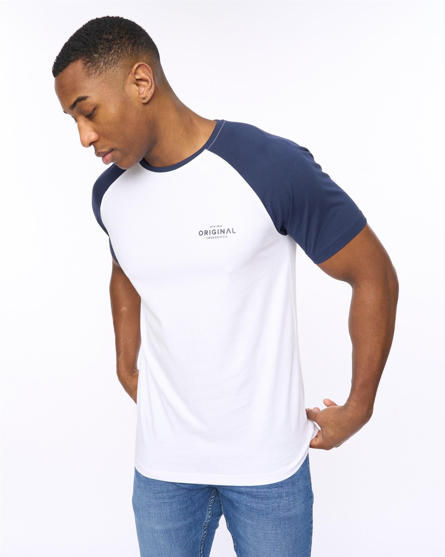 Mens Meza T-Shirt White/Navy