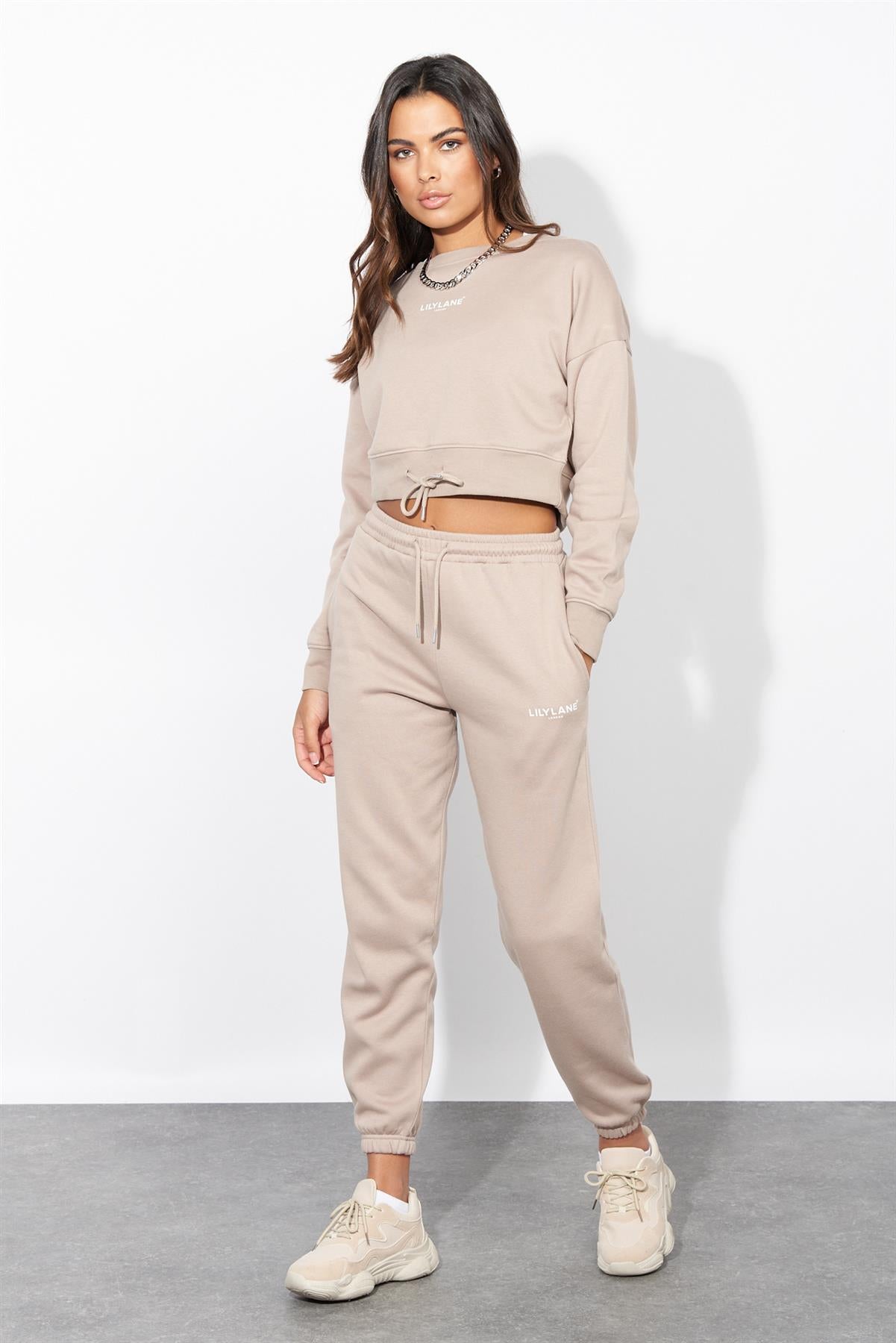 Ladies Lily Lane Josephina Crop Sweat Stone