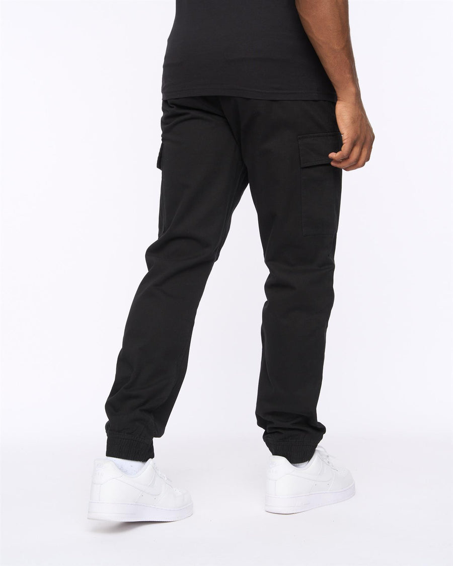 Mens Utilate Elastic Waist Cargos Black