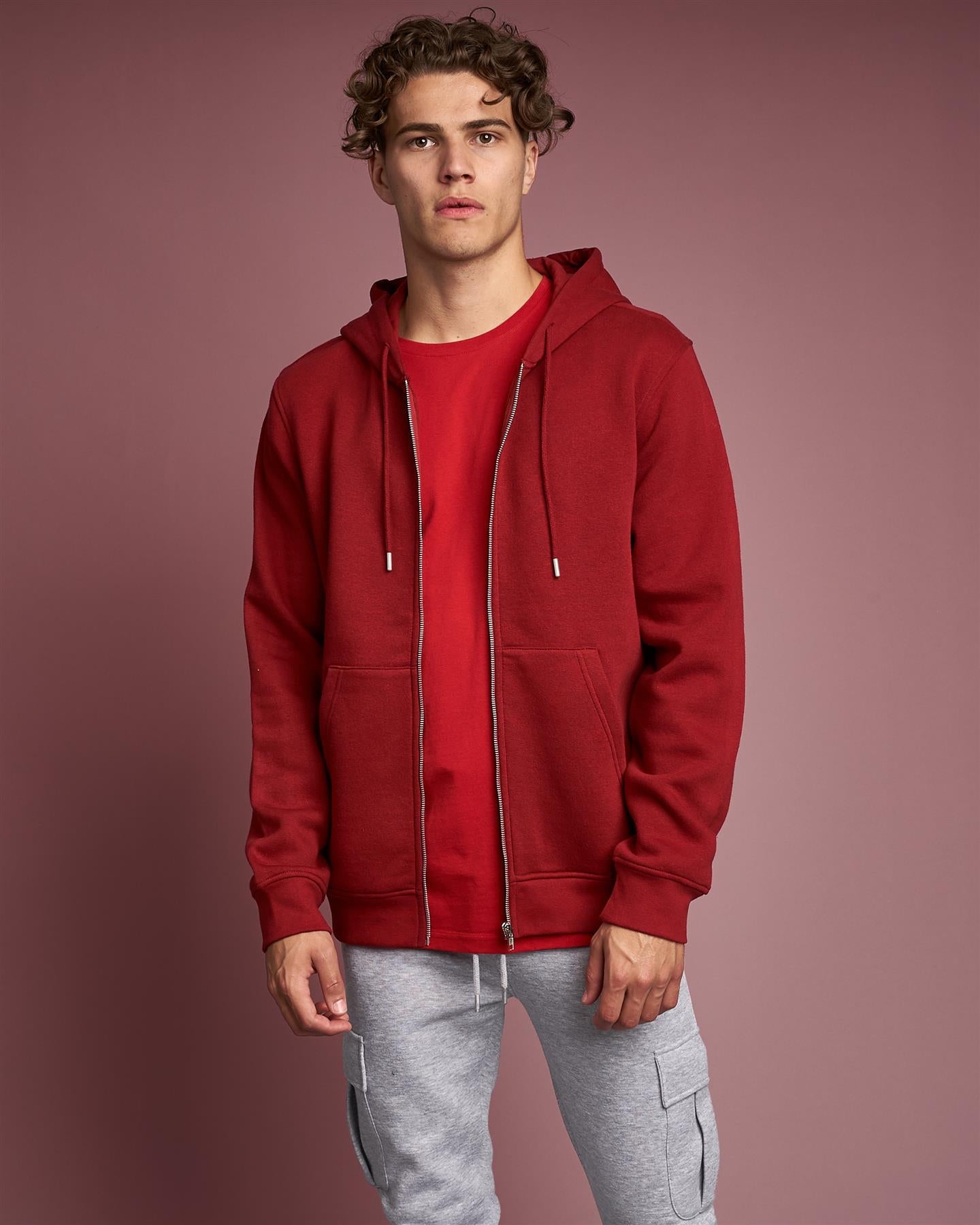 Garret Zip Thru Hoodie Red
