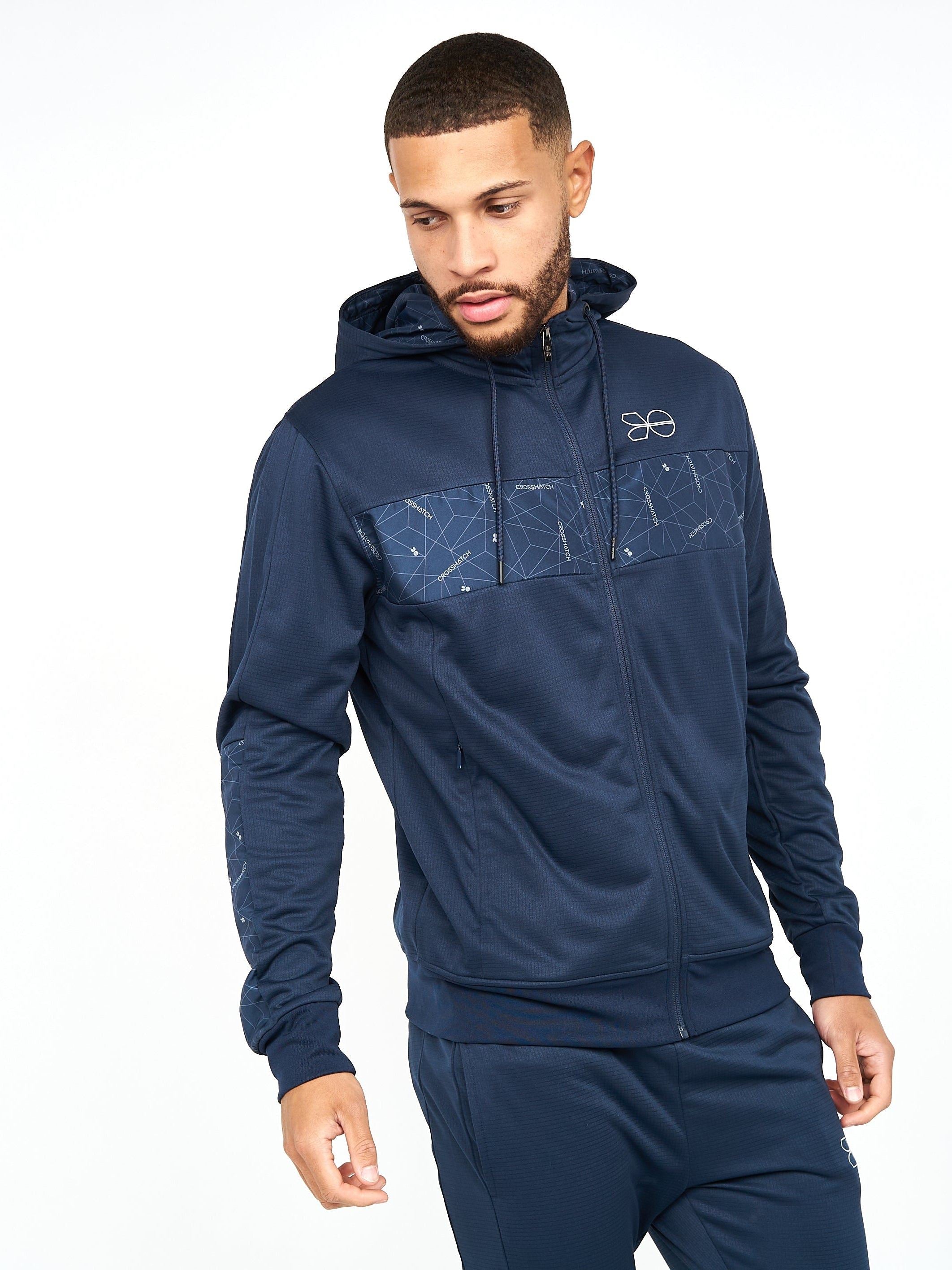Mens Pyramid Zip Thru Tracktop Navy