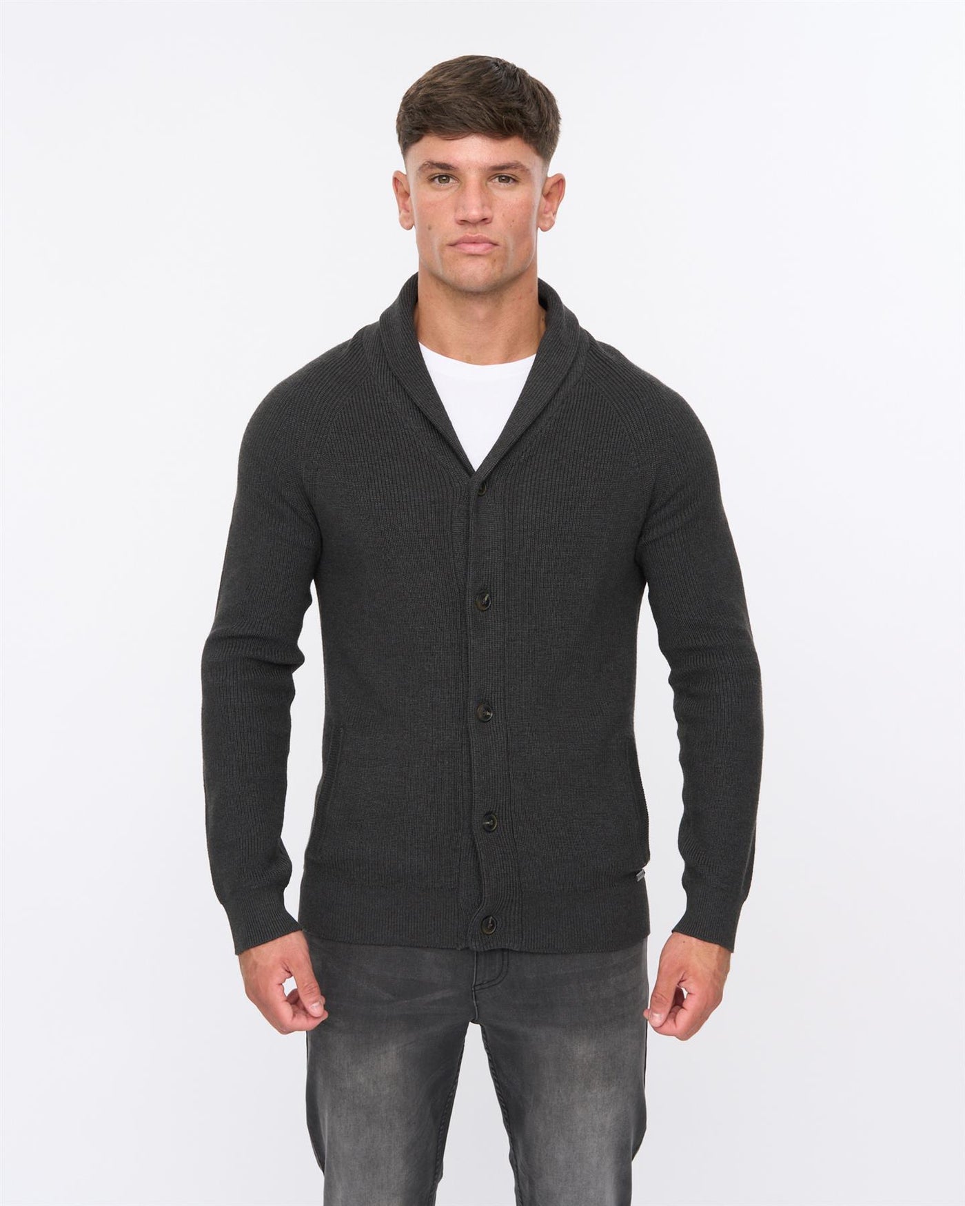 Mens Venosa Shawl Cardigan Charcoal