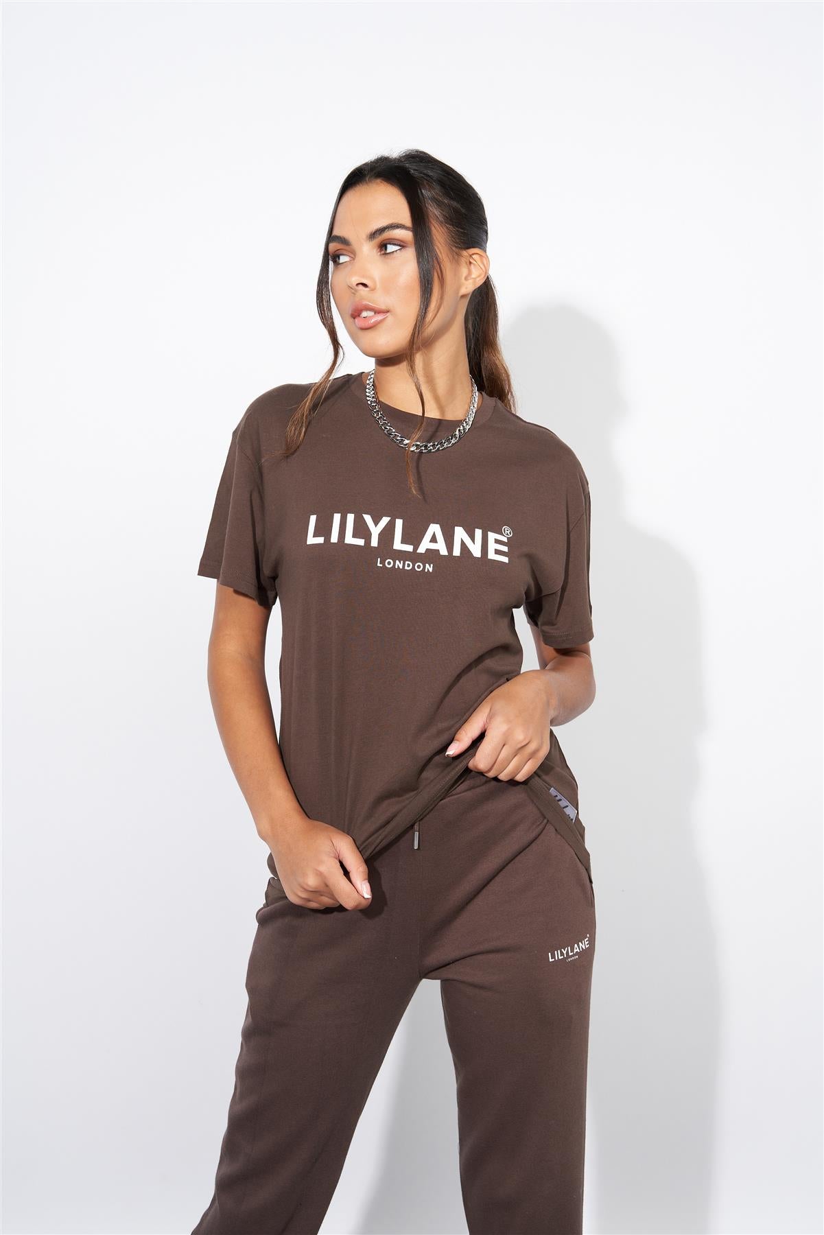 Ladies Lily Lane Eliana T-Shirt Brown