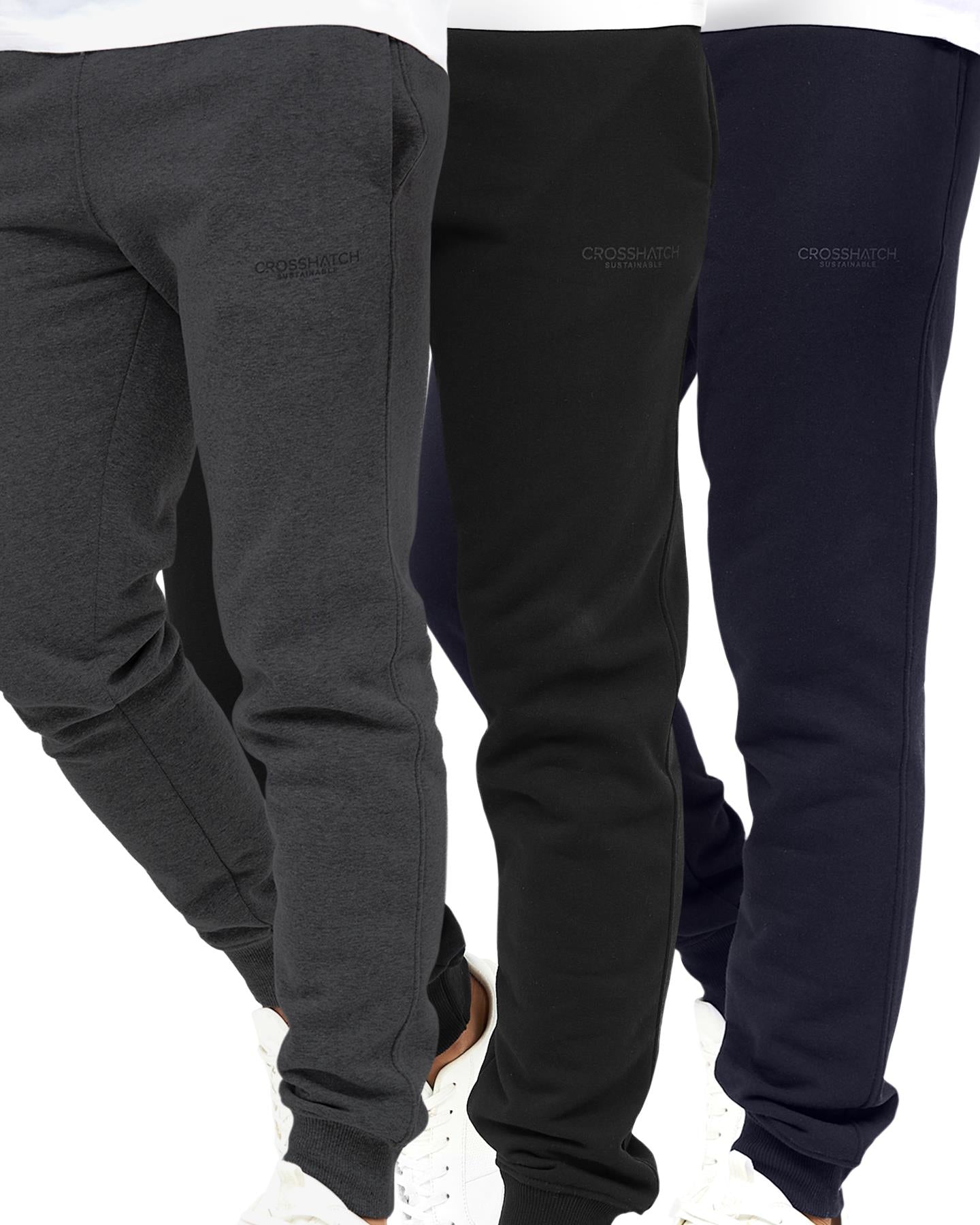 Mens Mayview PKA Joggers 3pk Black Charcoal Navy
