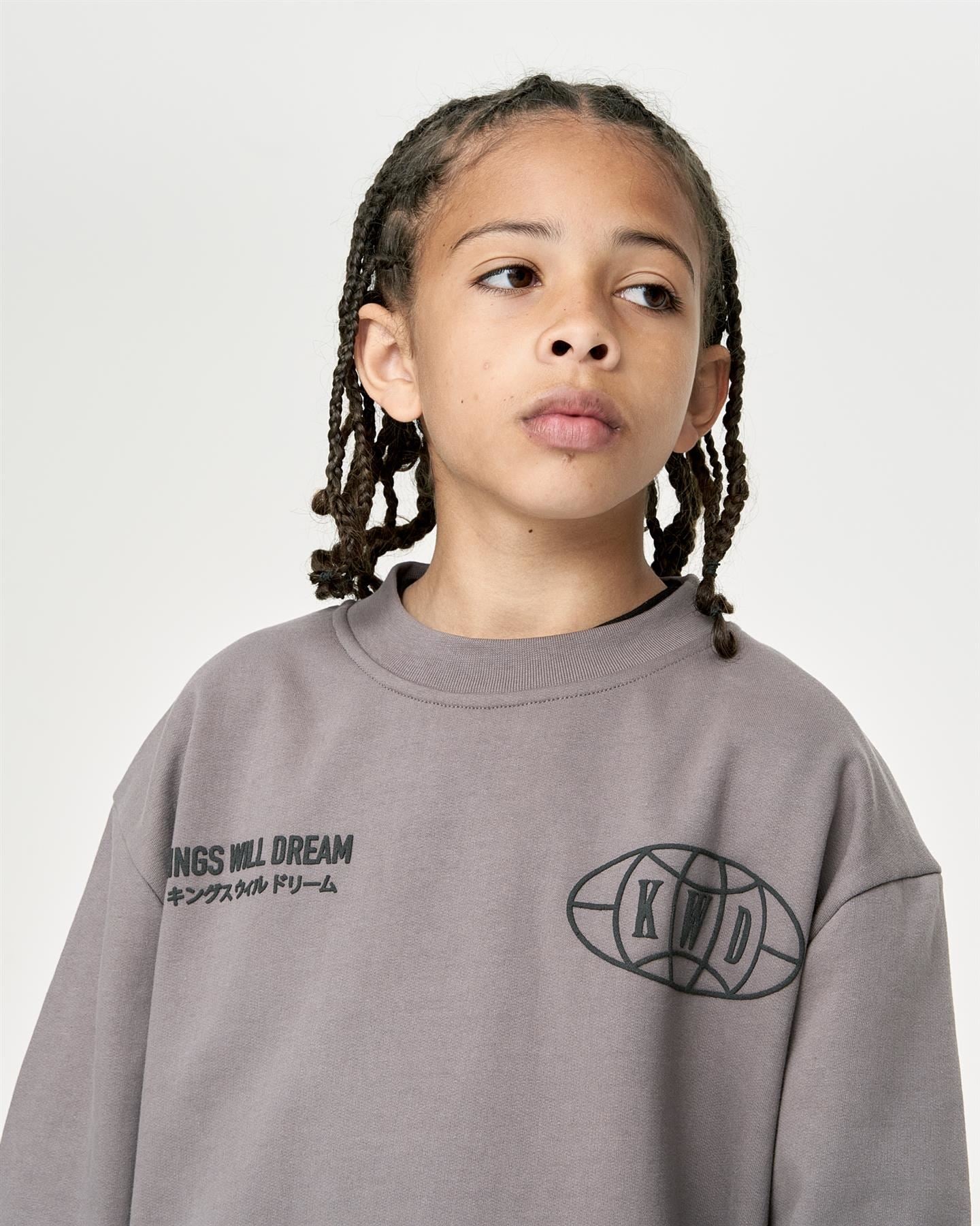 Kids Boys Studio Duo Line Crew Sweat Grey