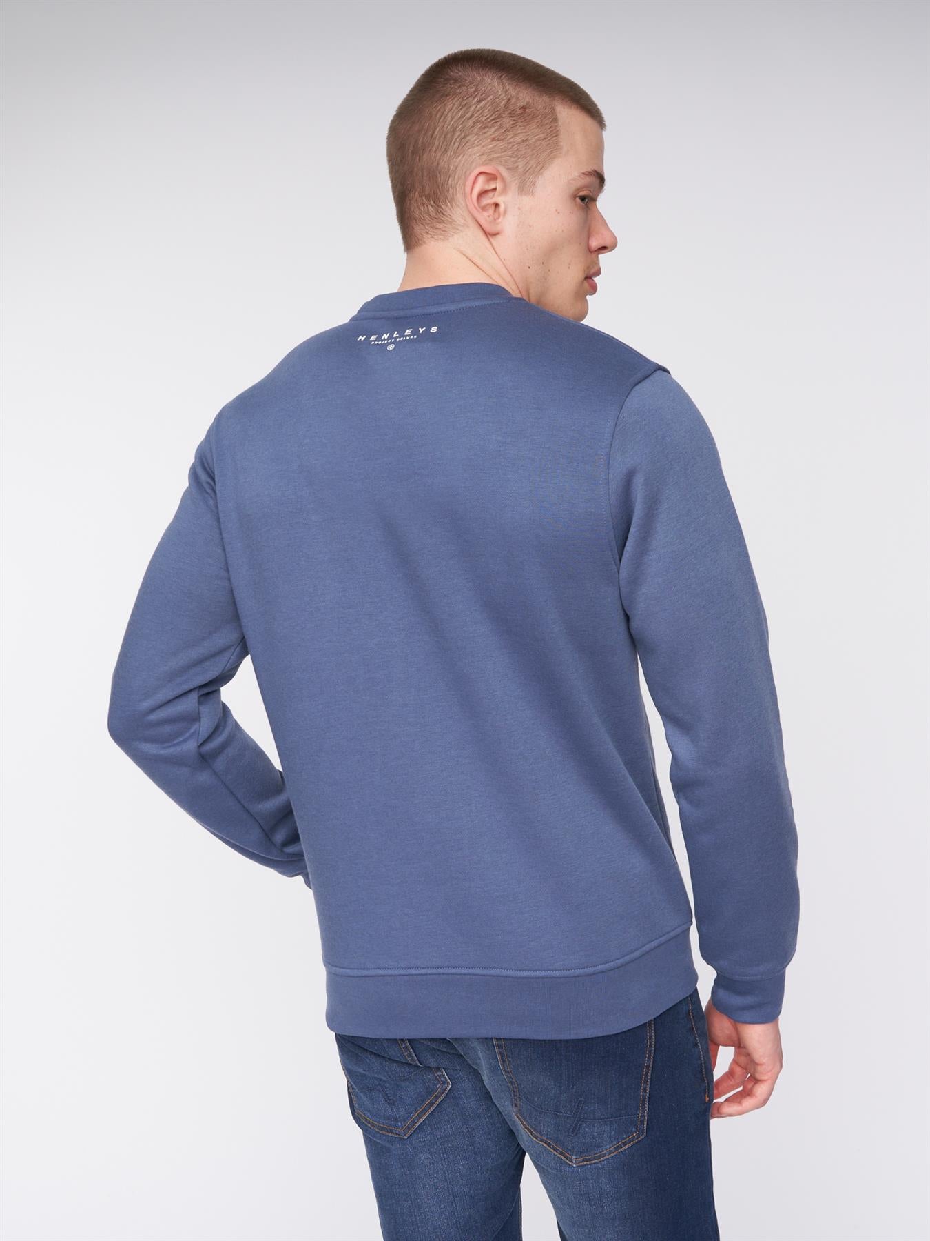 Mens Scripthen Crew Sweat Deep Blue