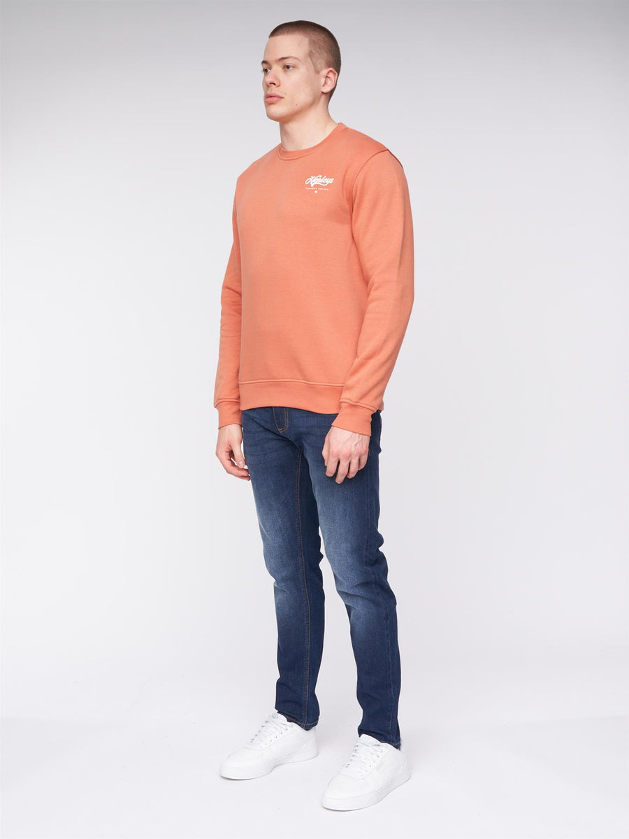 Mens Scripthen Crew Sweat Brick Red