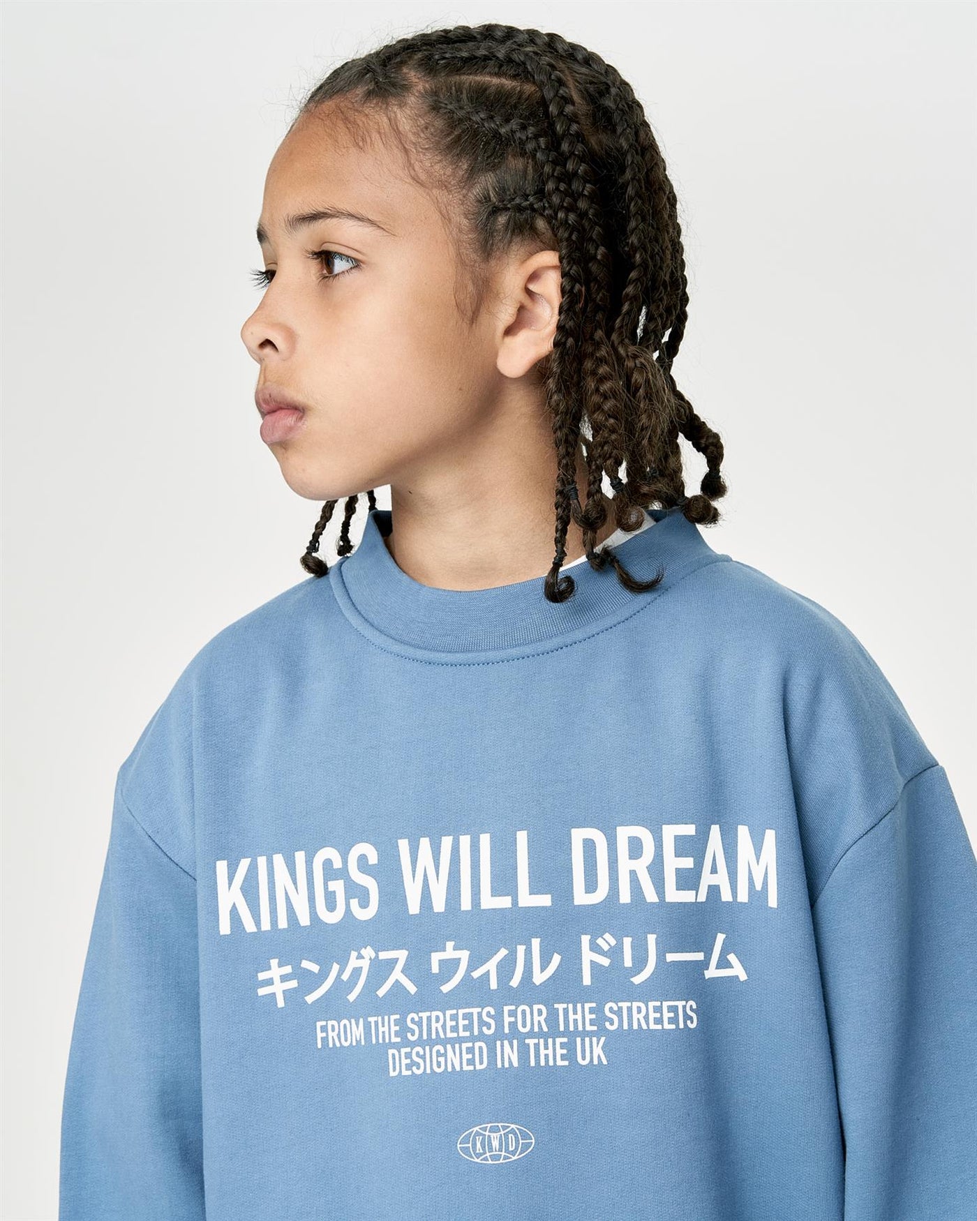 Kids Boys Studio Stacked Crew Sweat Blue