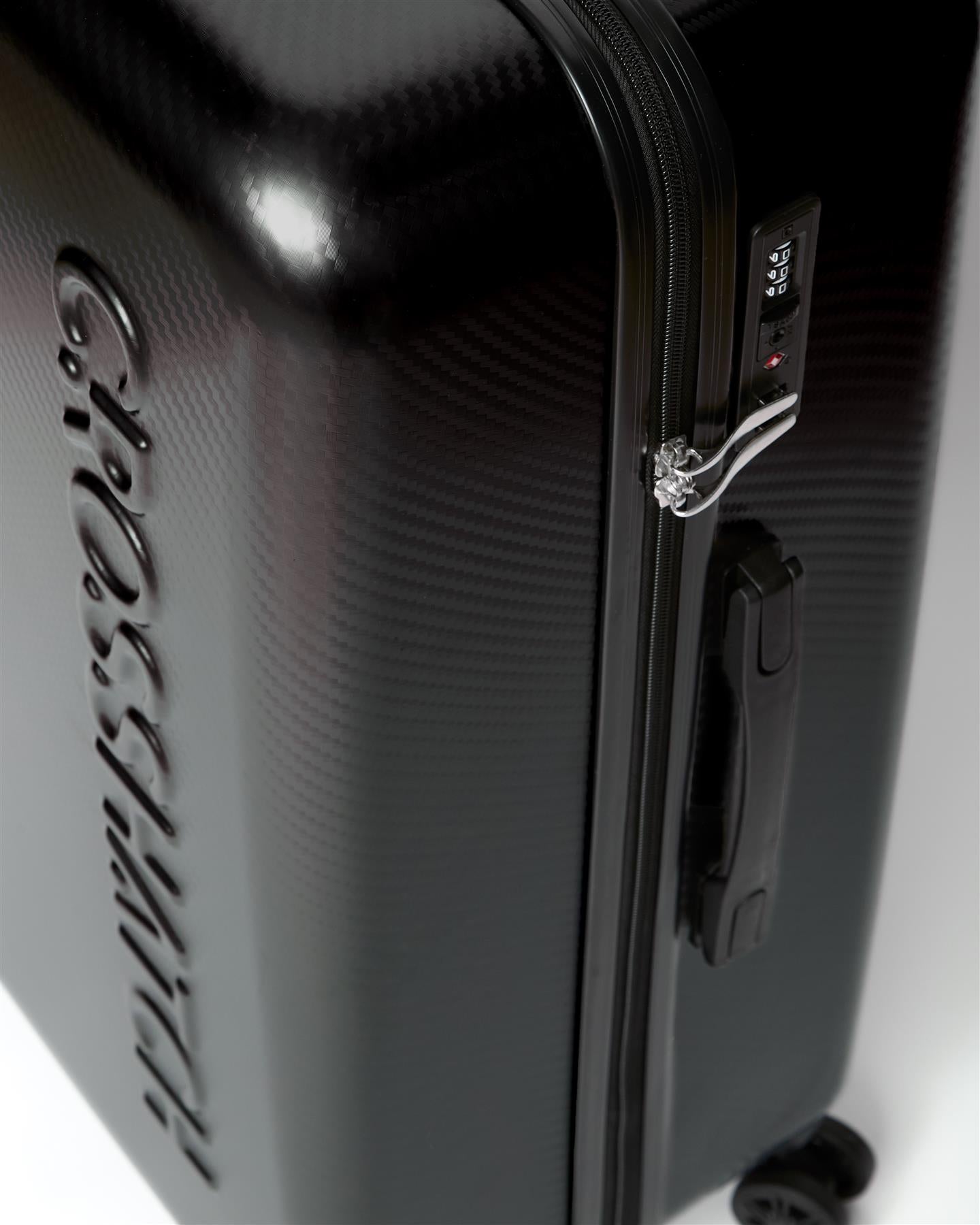 Mens Escapade Embossed Suitcase 3pk Black