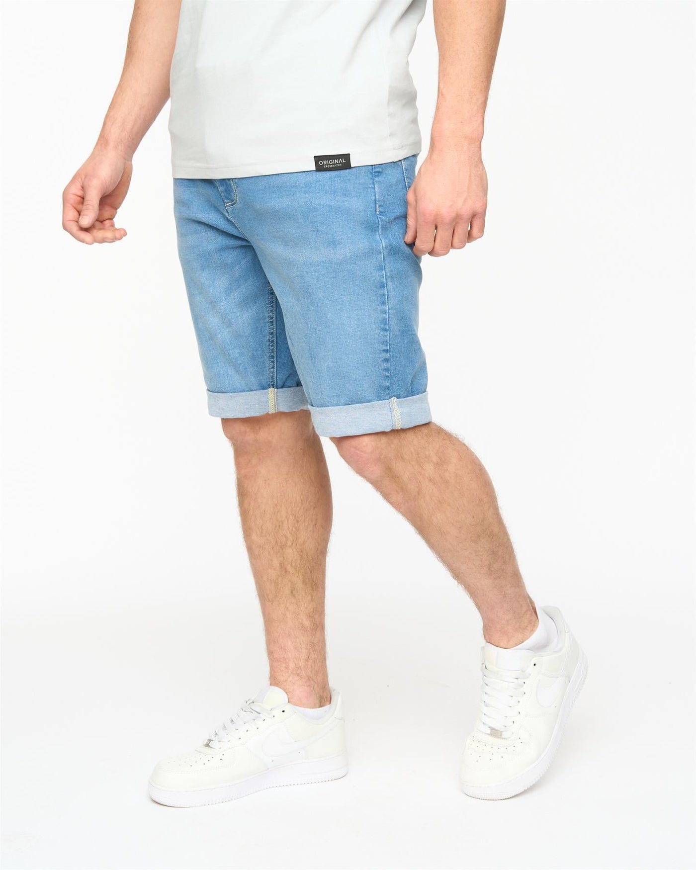 Mens Youlgreeve Belted Denim Shorts Mid Wash