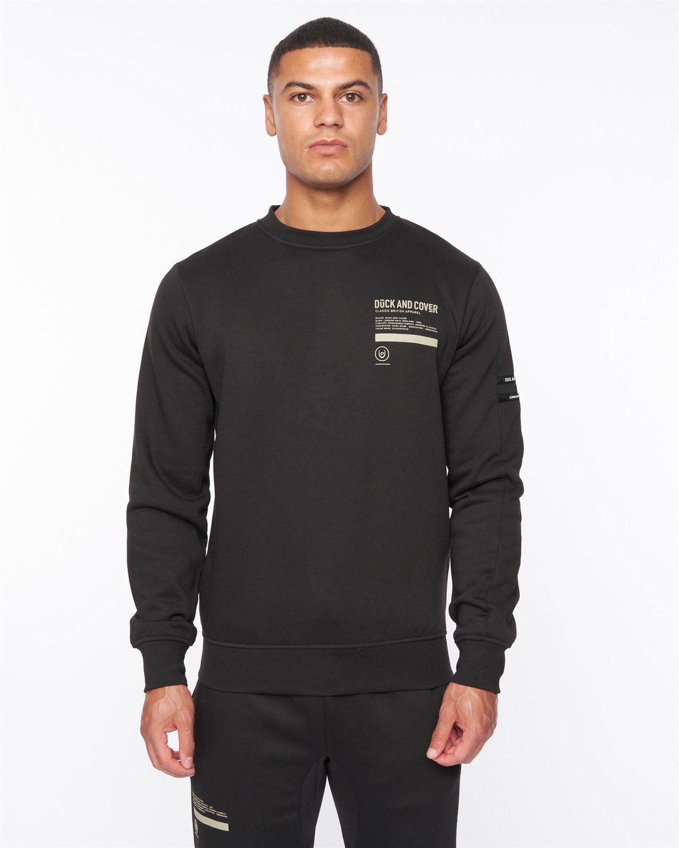 Mens Jennerkins Crew Sweat & Joggers Set Black