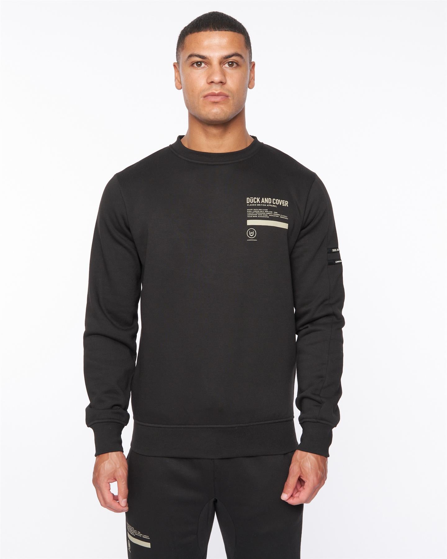 Mens Jennerkins Crew Sweat & Joggers Set Black