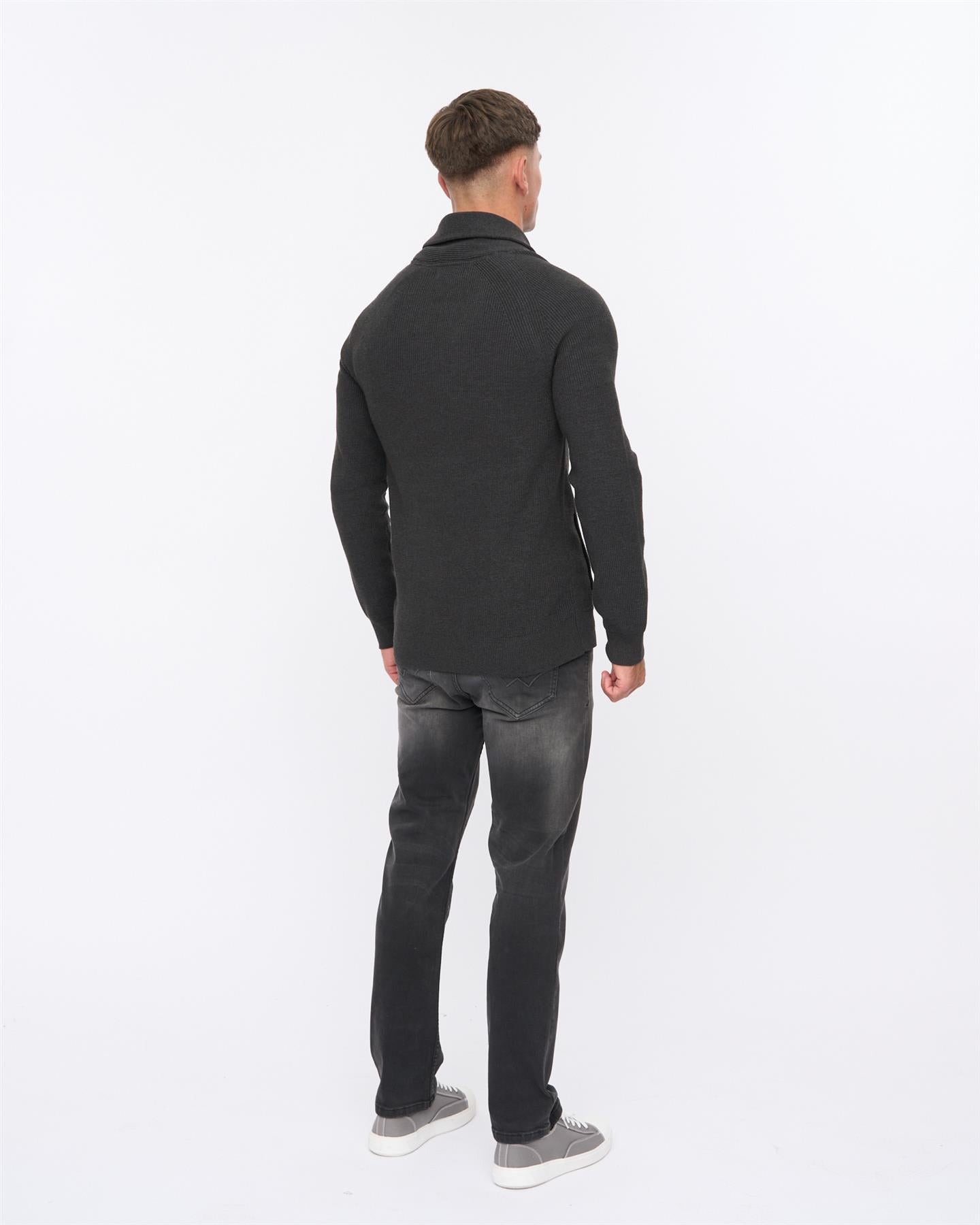 Mens Venosa Shawl Cardigan Charcoal