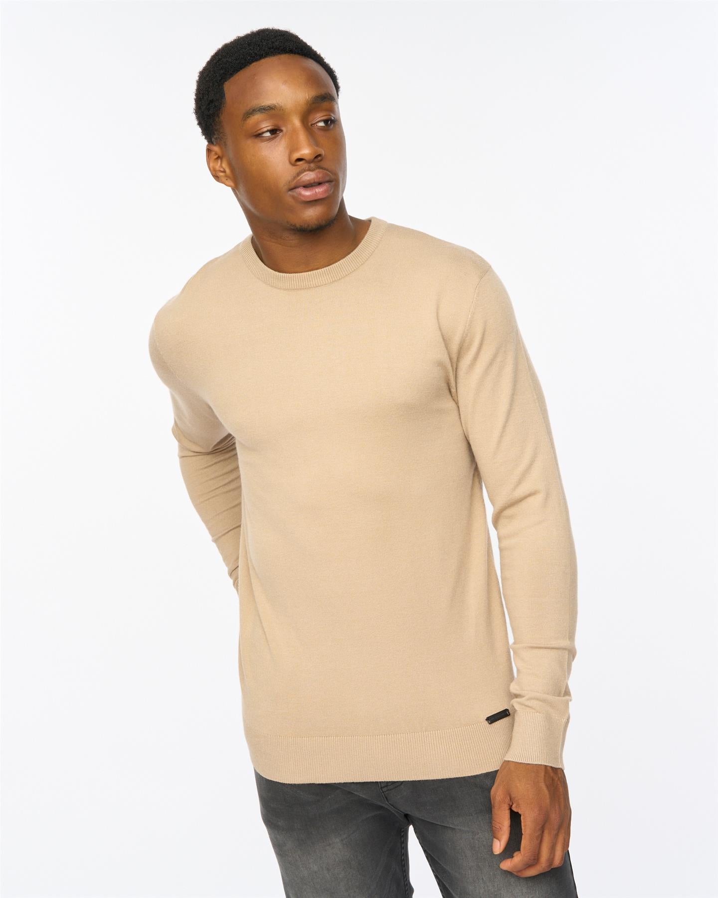 Mens Consenza Crew Knit Stone