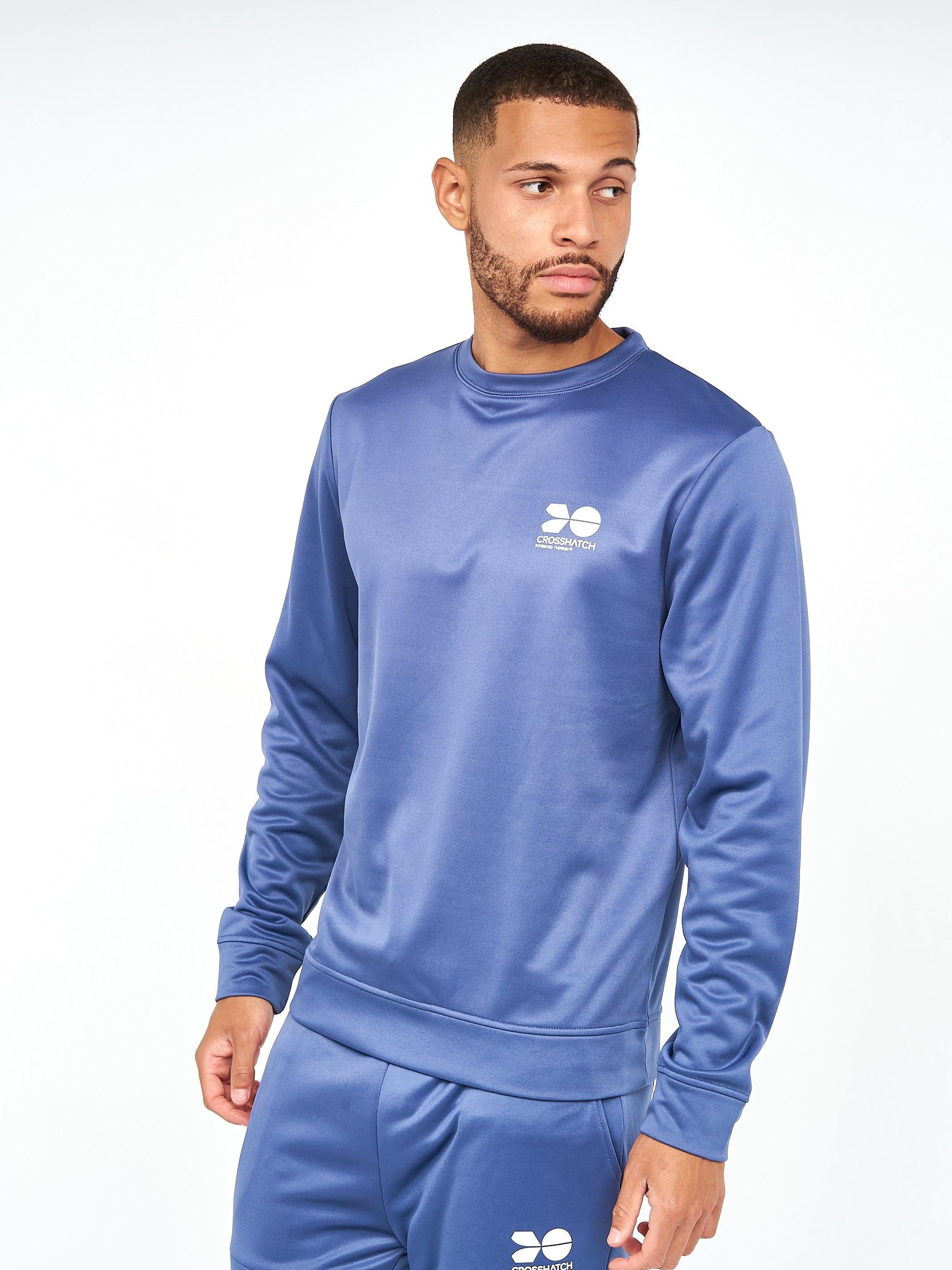 Mens Langtons Crew Tracktop Blue Indigo