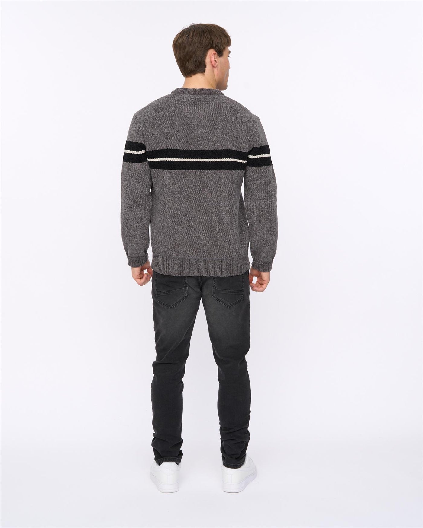 Mens Roundall Chenille Knit Grey Marl