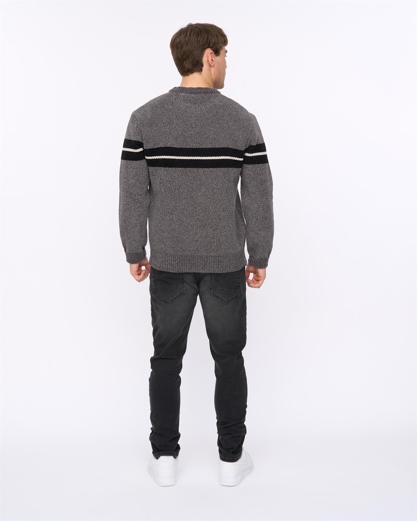 Mens Roundall Chenille Knit Grey Marl