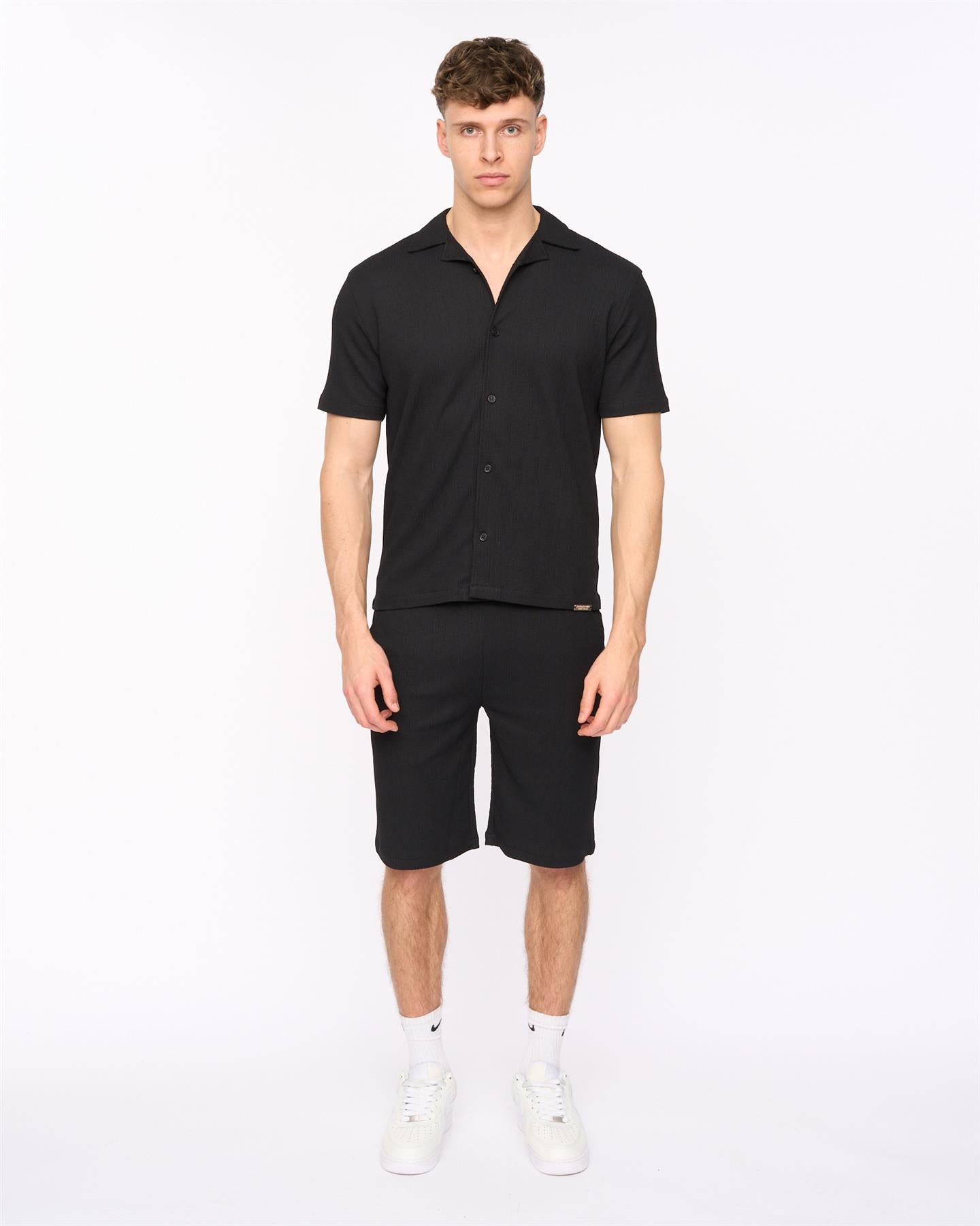 Mens Hingham Shirt & Shorts Set Black