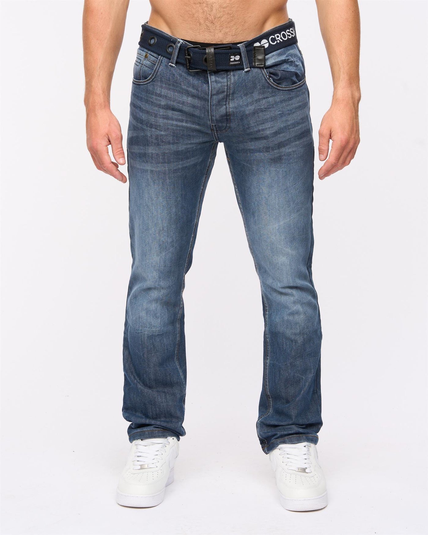 Mens New Embossed Techno Denim Jeans Stone Wash