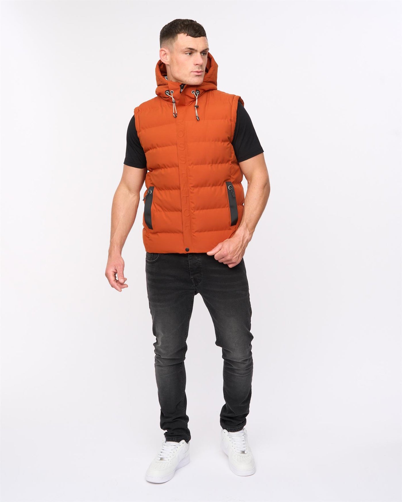 Mens Kampleys Embossed Gilet Burnt Orange