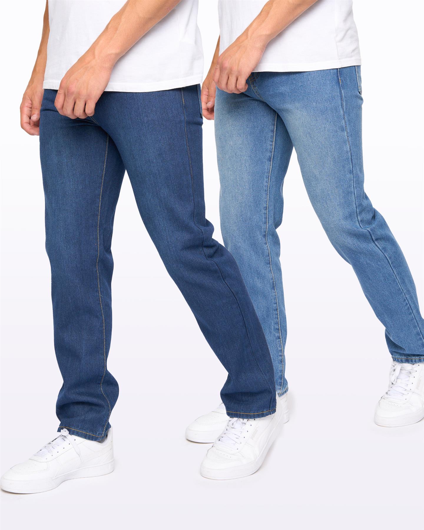 Mens Smith & Jones Sazzi Straight Fit Jeans 2pk Dark Wash/Stone Wash