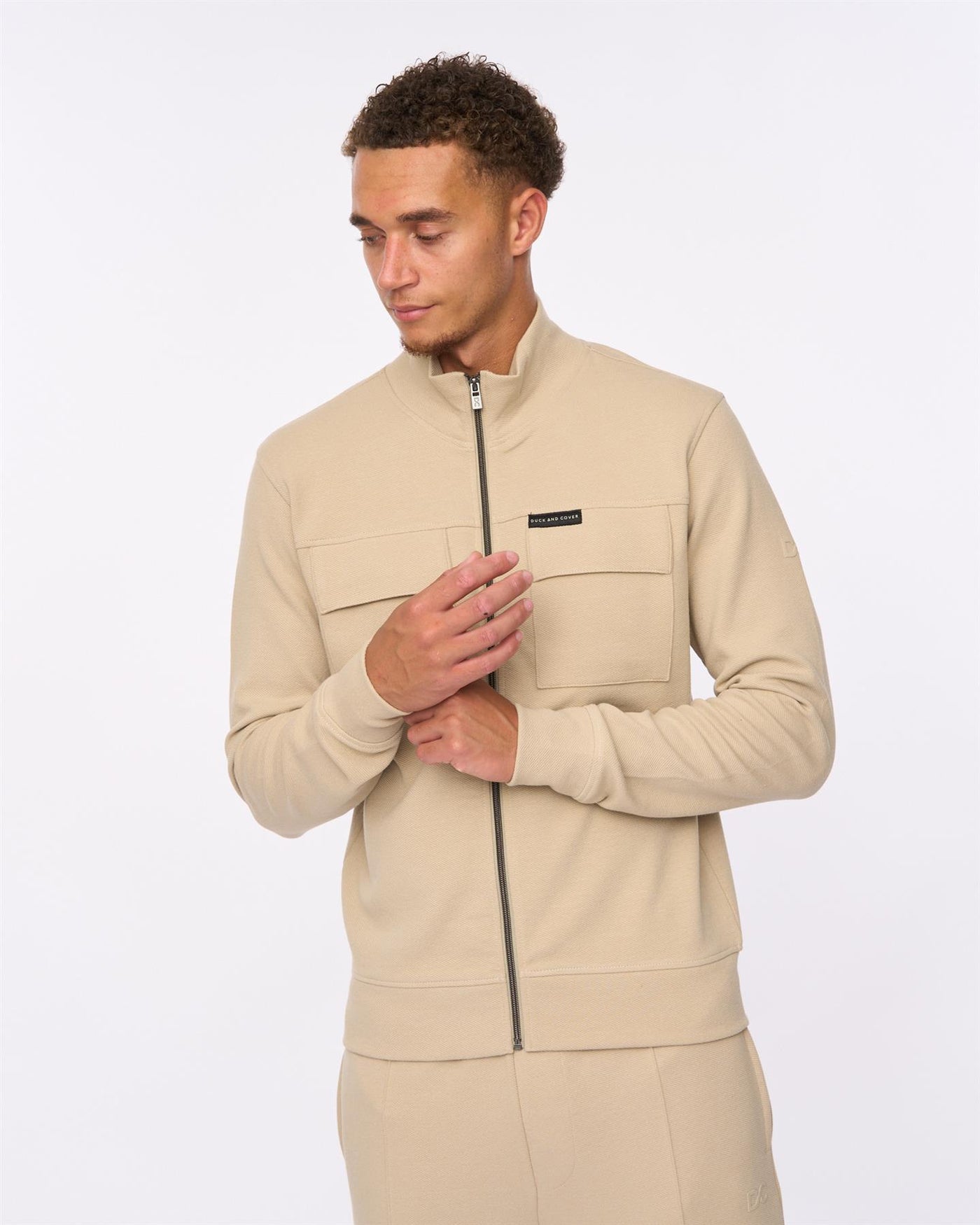 Mens Tames Zip Thru Sweat Stone