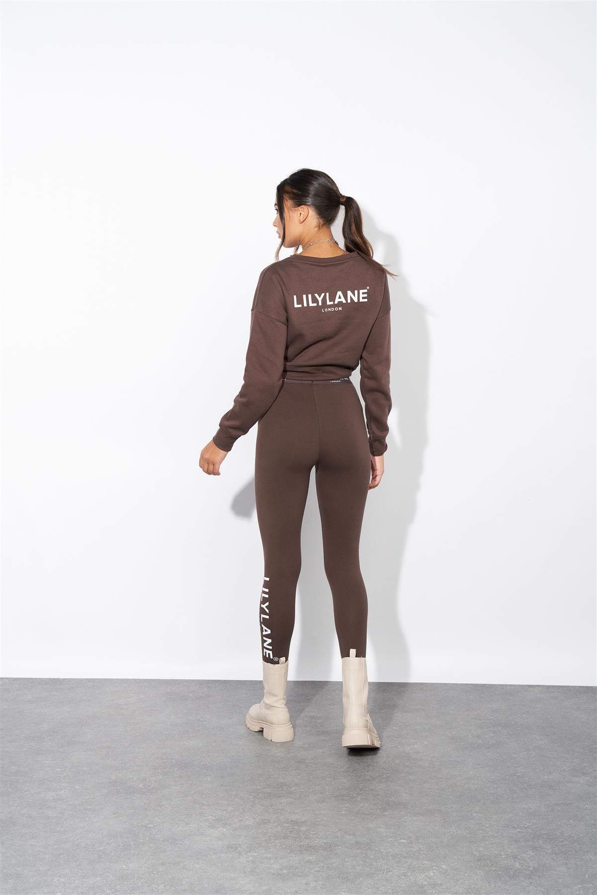 Ladies Lily Lane Josephina Crop Sweat Brown