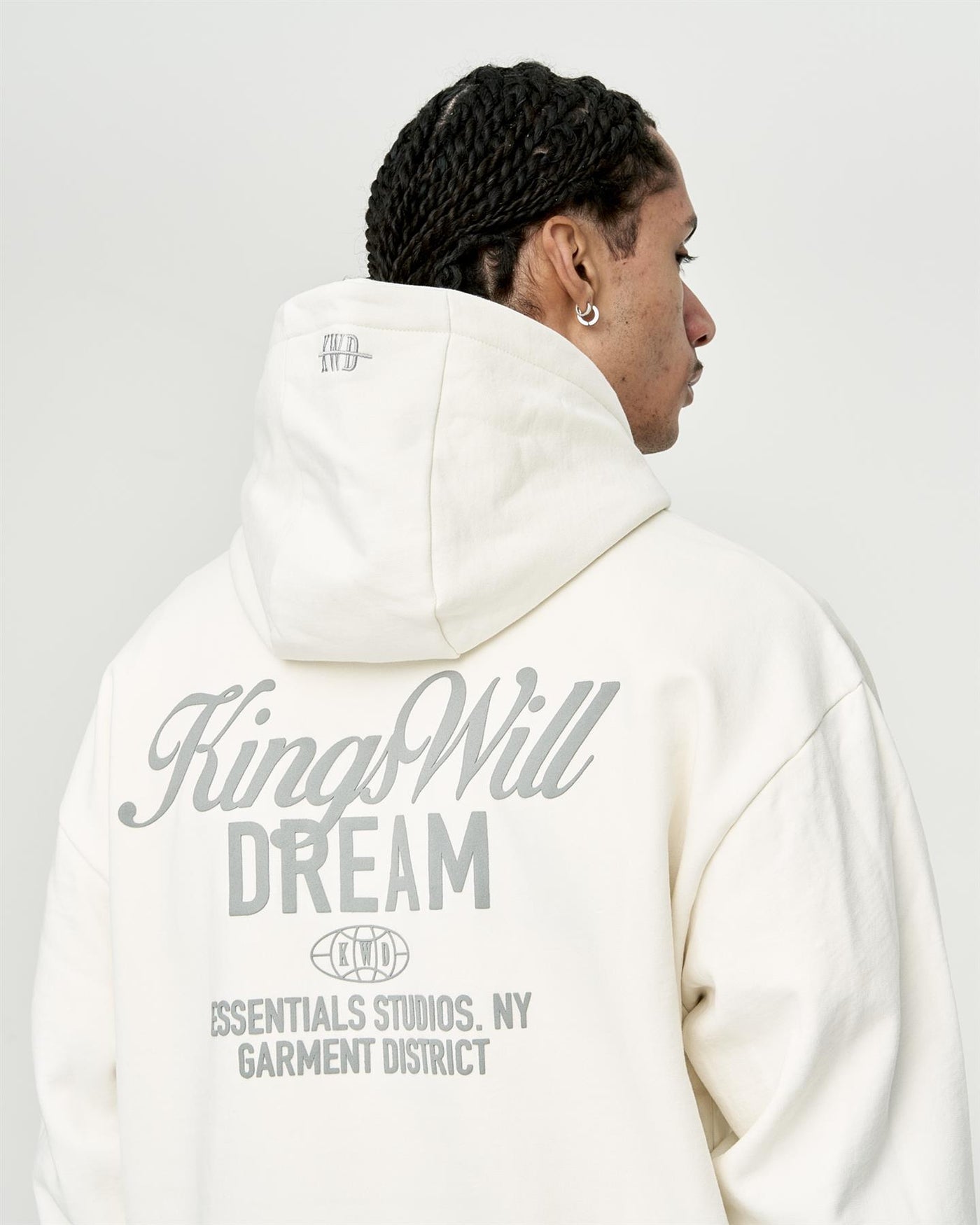 Mens Studio Scripted Hoodie Off White