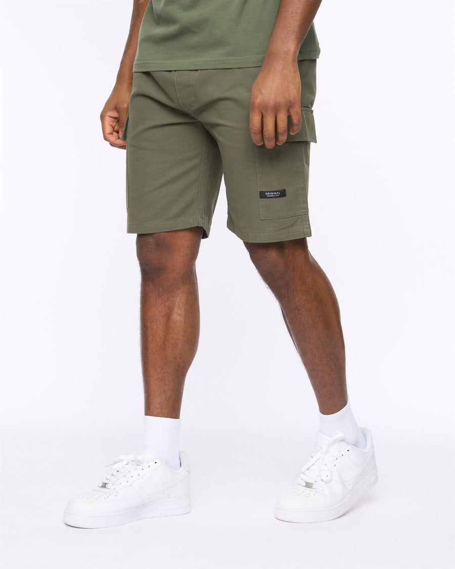 Mens Utilate Elastic Waist Cargo Shorts Thyme