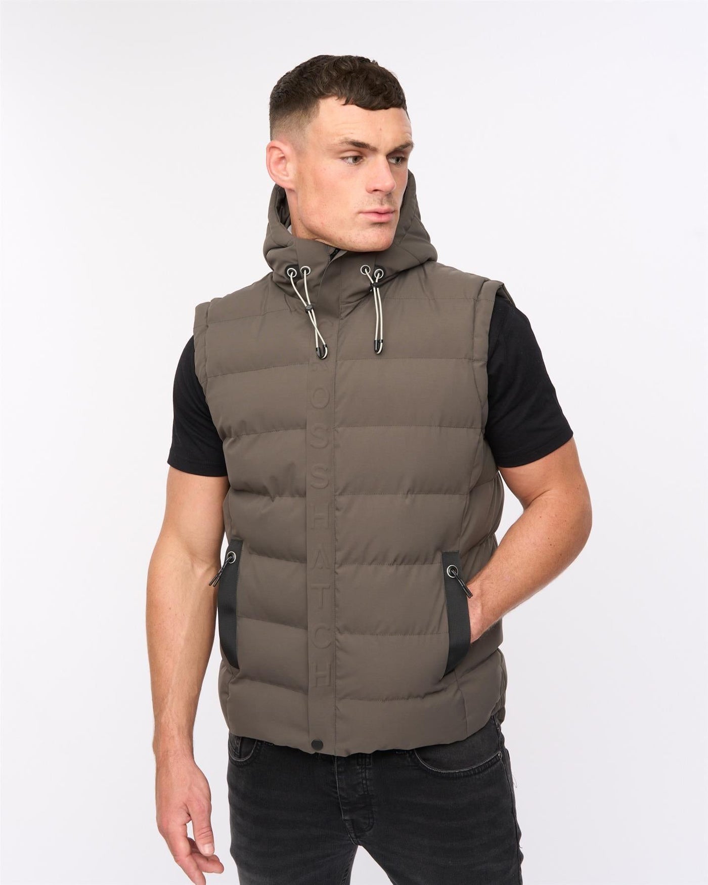 Mens Kampleys Embossed Gilet Deep Olive