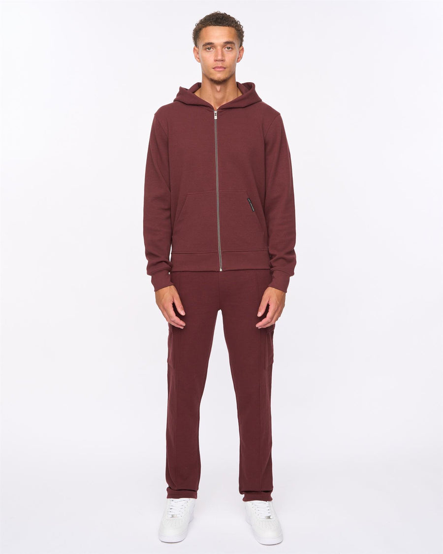 Mens Optimus Hoodie & Combat Joggers Set Wine