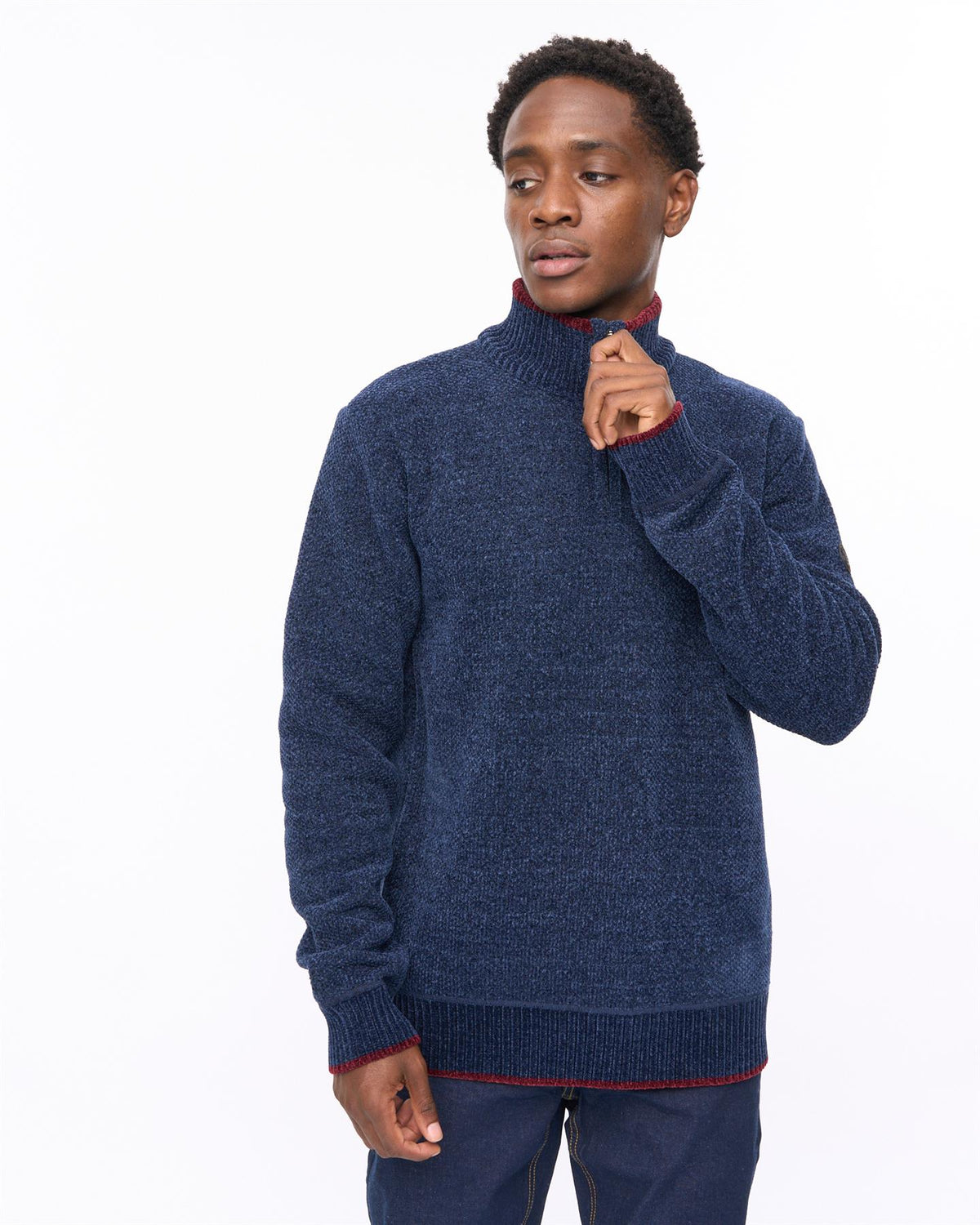 Hayton Funnel Neck 1/4 Zip Sweater Navy