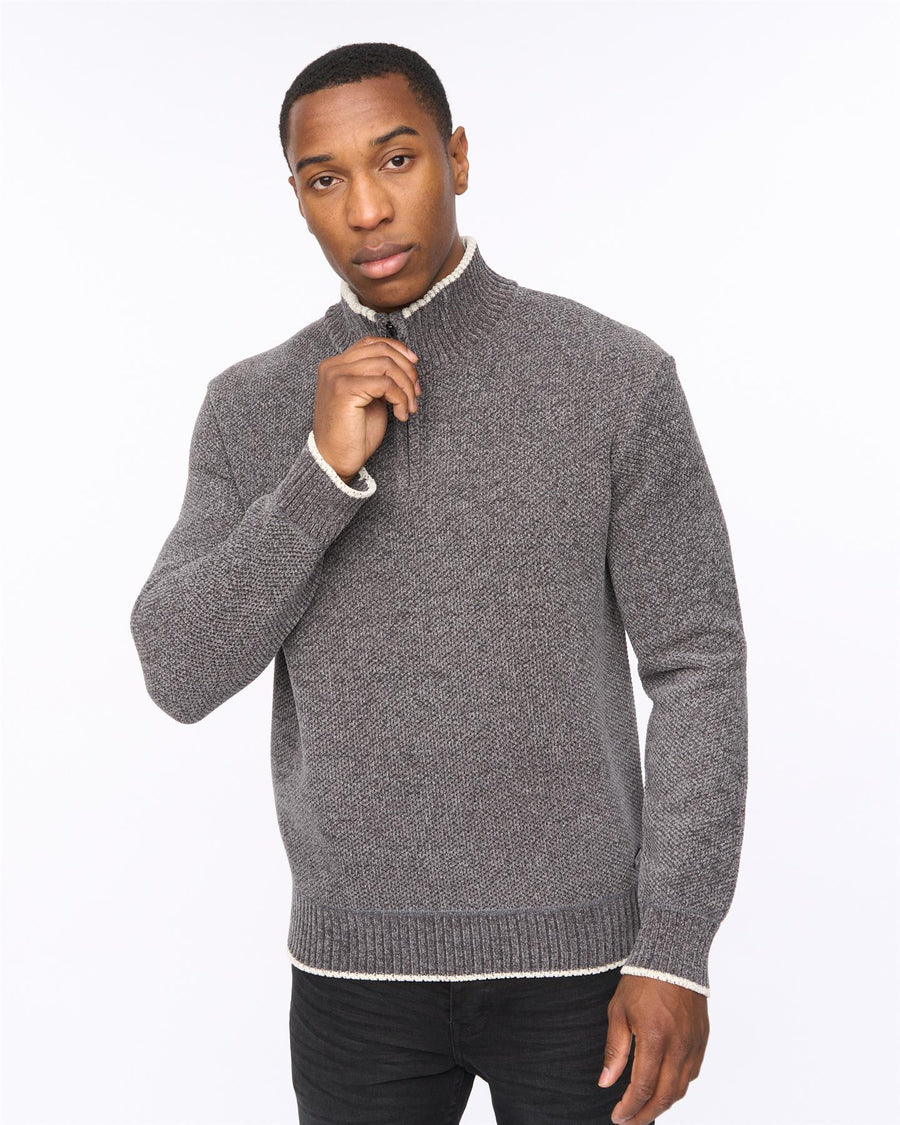 Mens Coldwell Chenille 1/4 Zip Knit Grey Marl