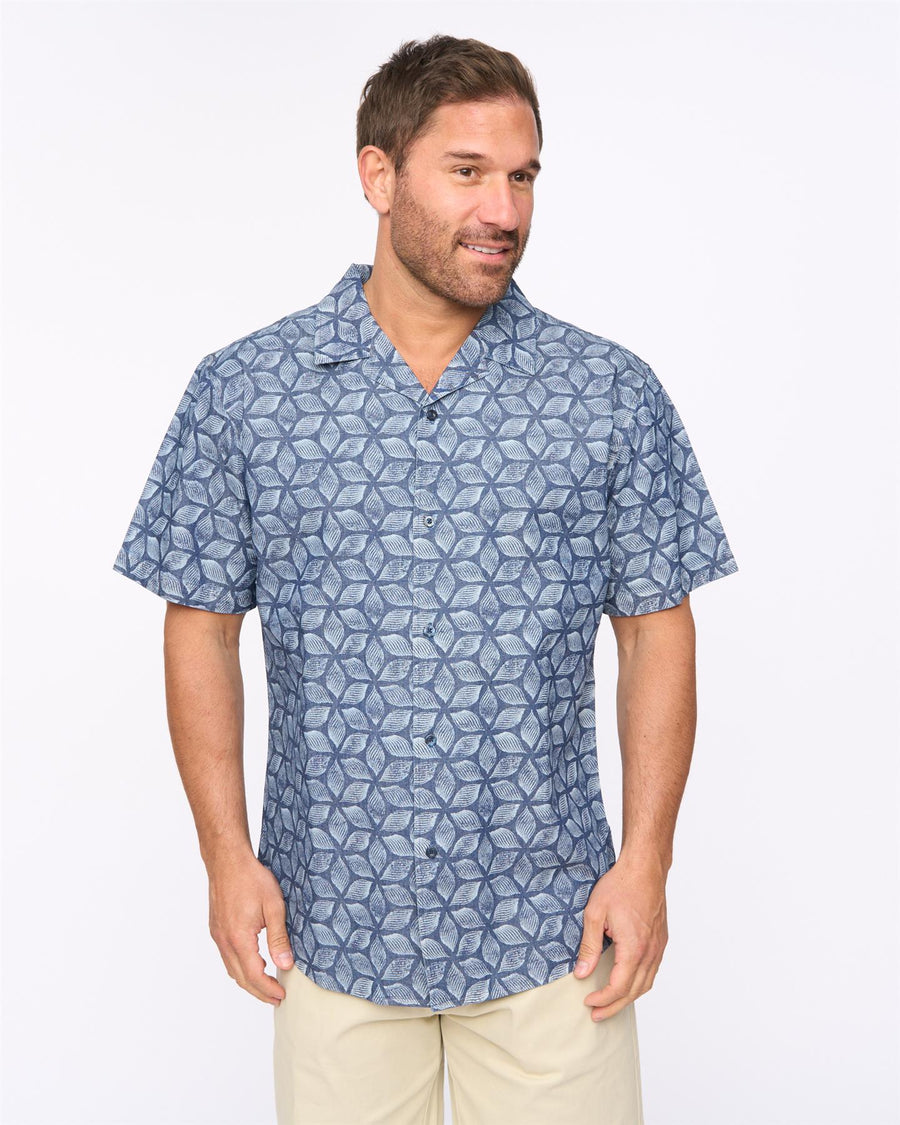Mens Caladium Short Sleeve Shirt Blue