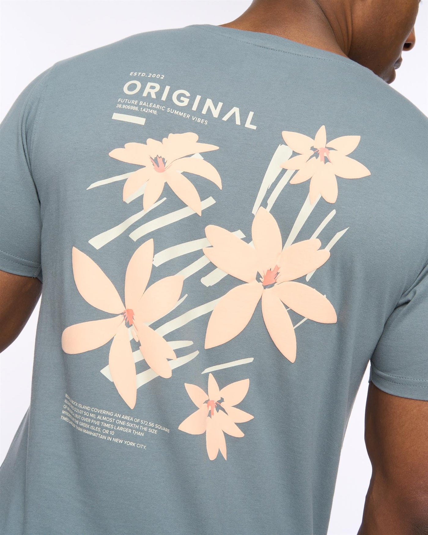 Mens Flowered T-Shirt Blue