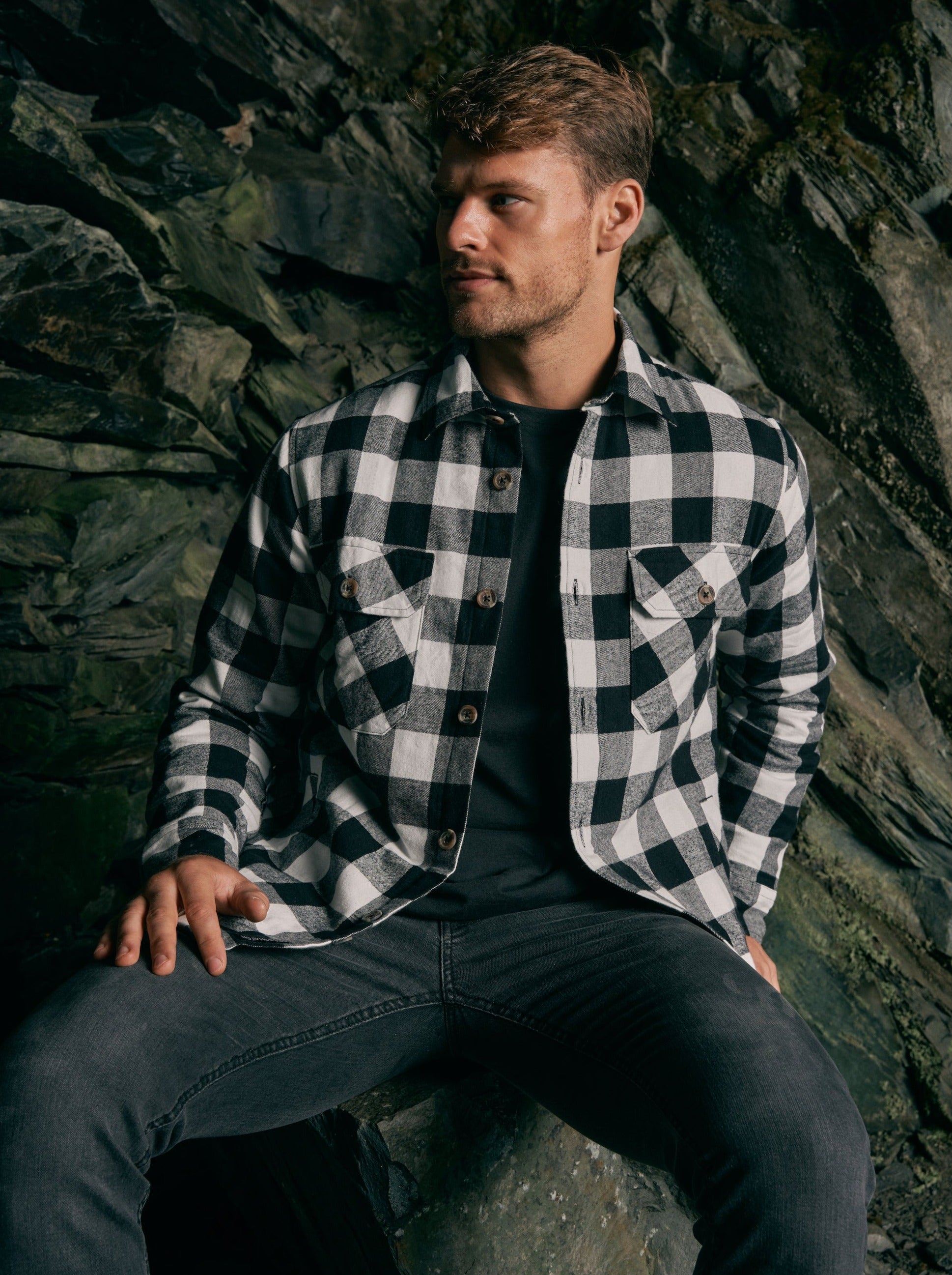 Demaro Check Lined Overshirt Black
