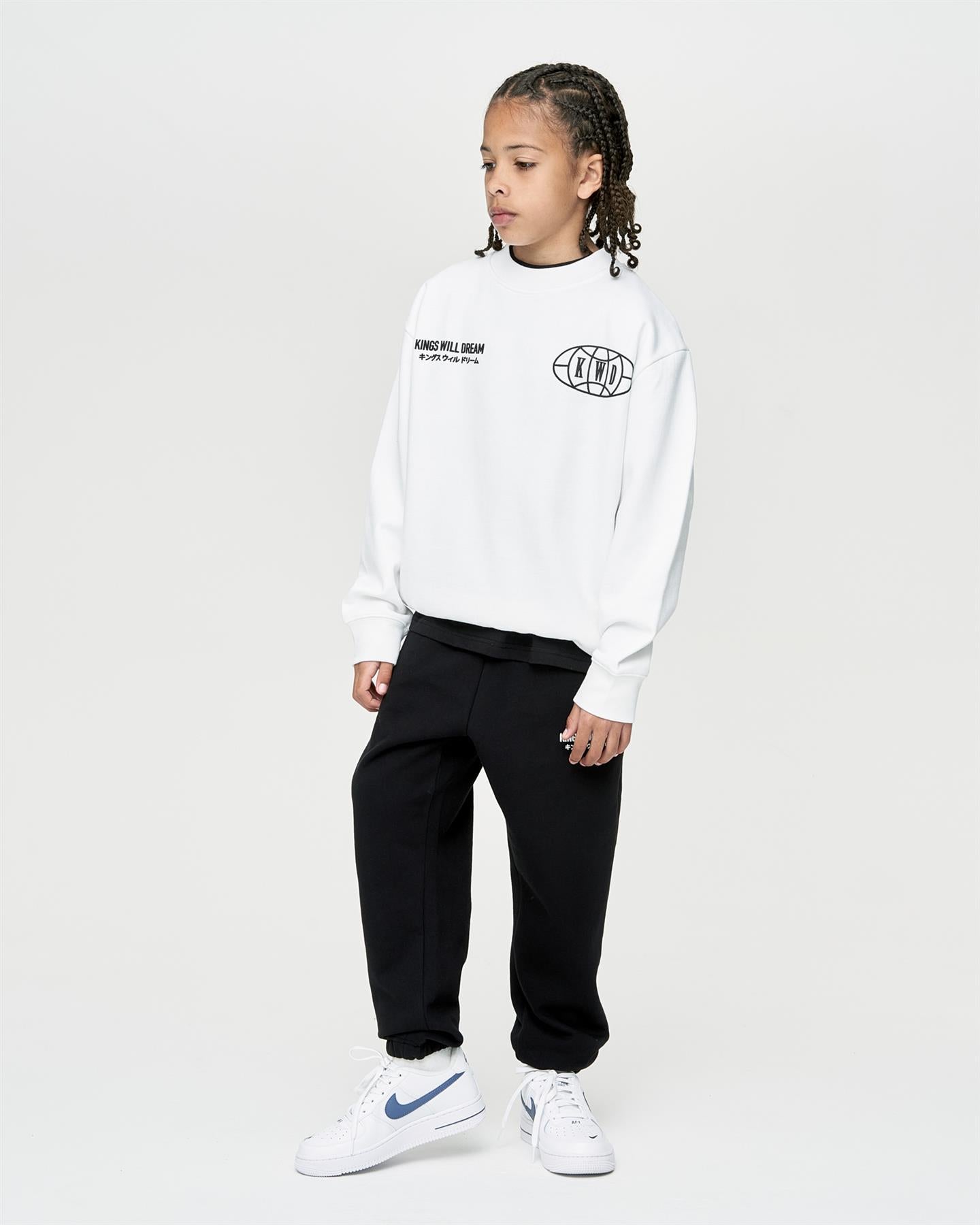 Kids Boys Studio Duo Line Crew Sweat Optic White
