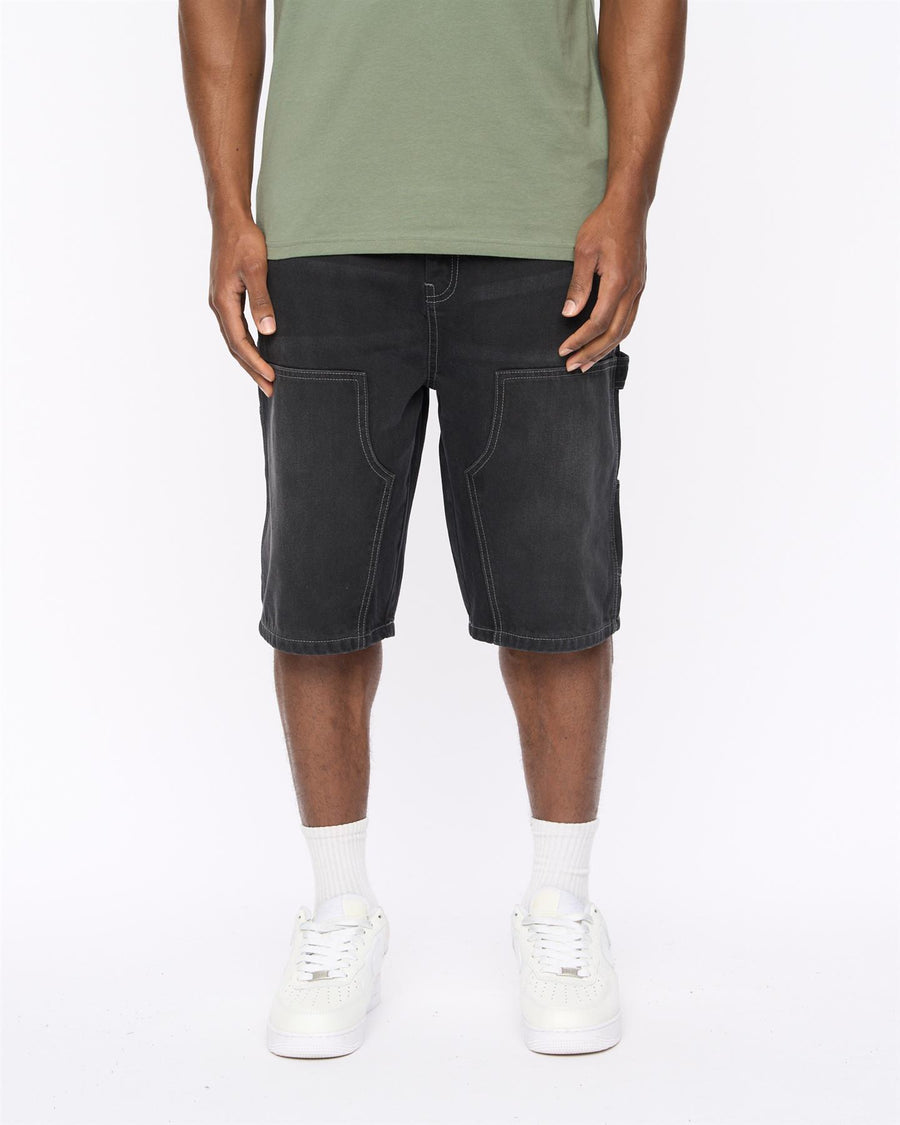 Mens Teleman Denim Shorts Charcoal