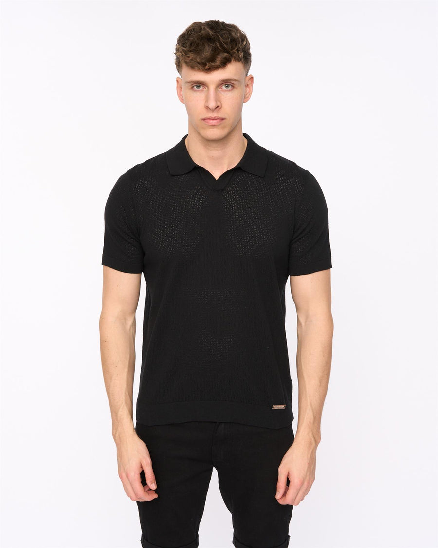 Mens Dedham Knit Polo Black