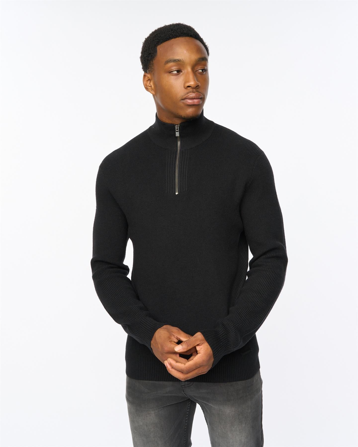 Mens Potenza 1/4 Zip Knit Black