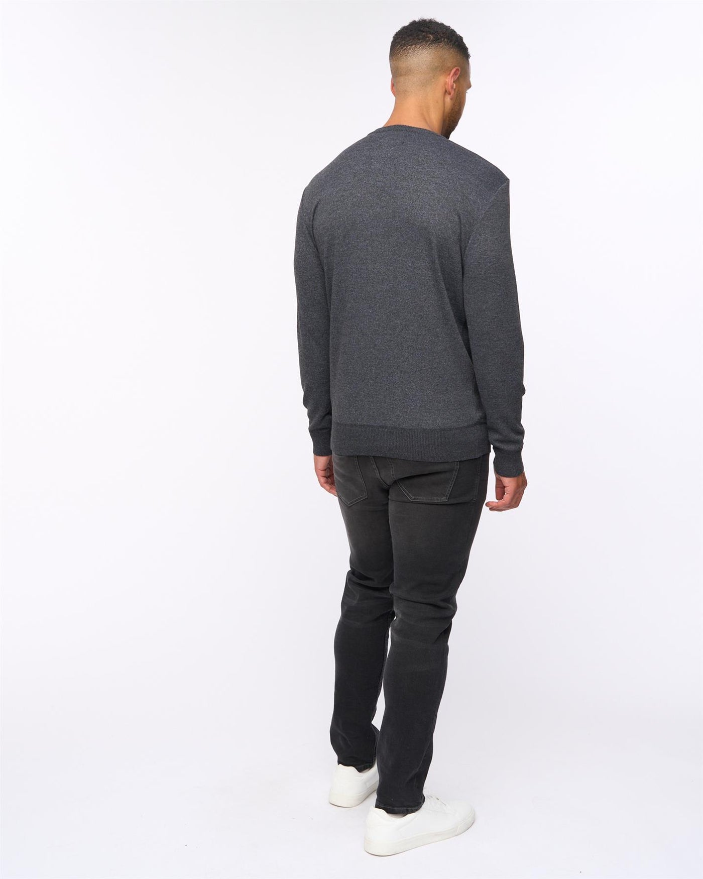 Pepston Crew Neck Jumper Black Marl