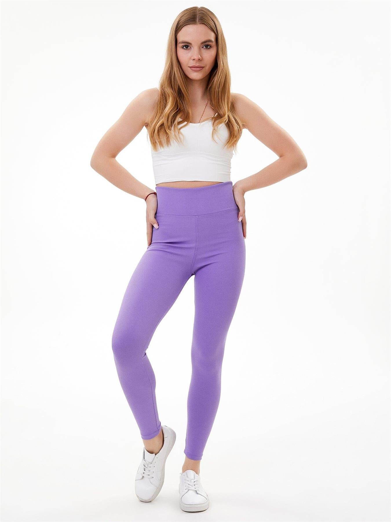 Womens Zelal Ribbed Leggings Lilac