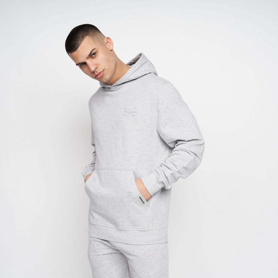 Crosshatch Mens Emmson Hoodie Grey Marl