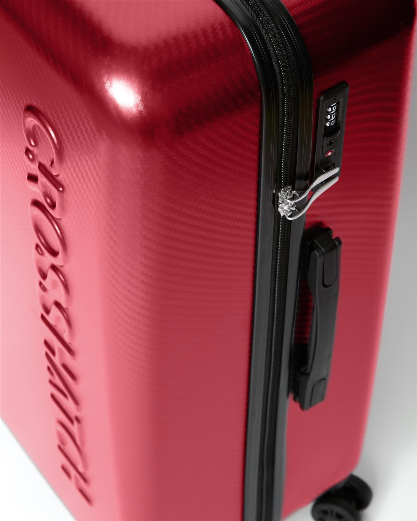 Mens Escapade Embossed Suitcase 3pk Dark Red