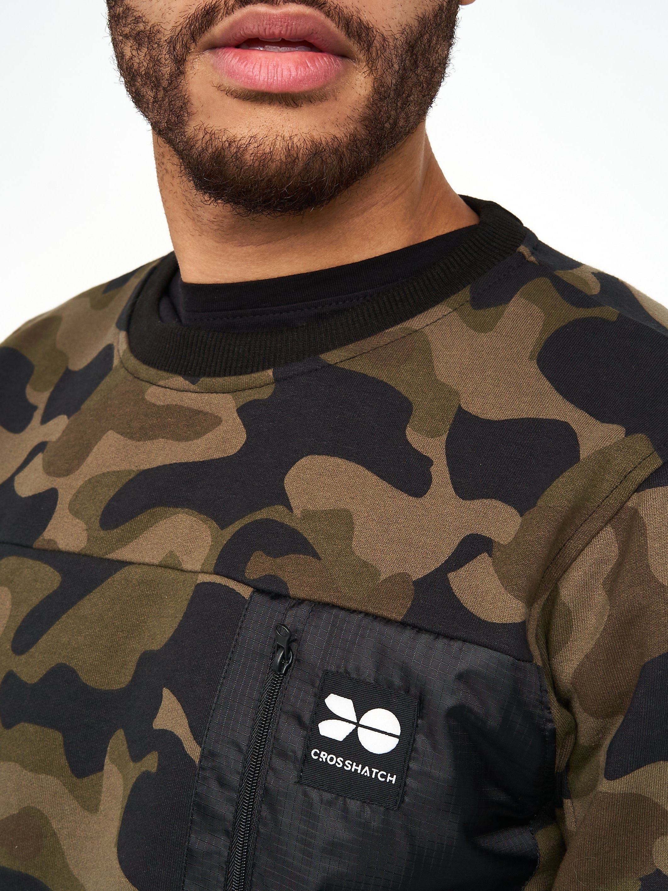 Mens Velmax Crew Sweat Forest Camo