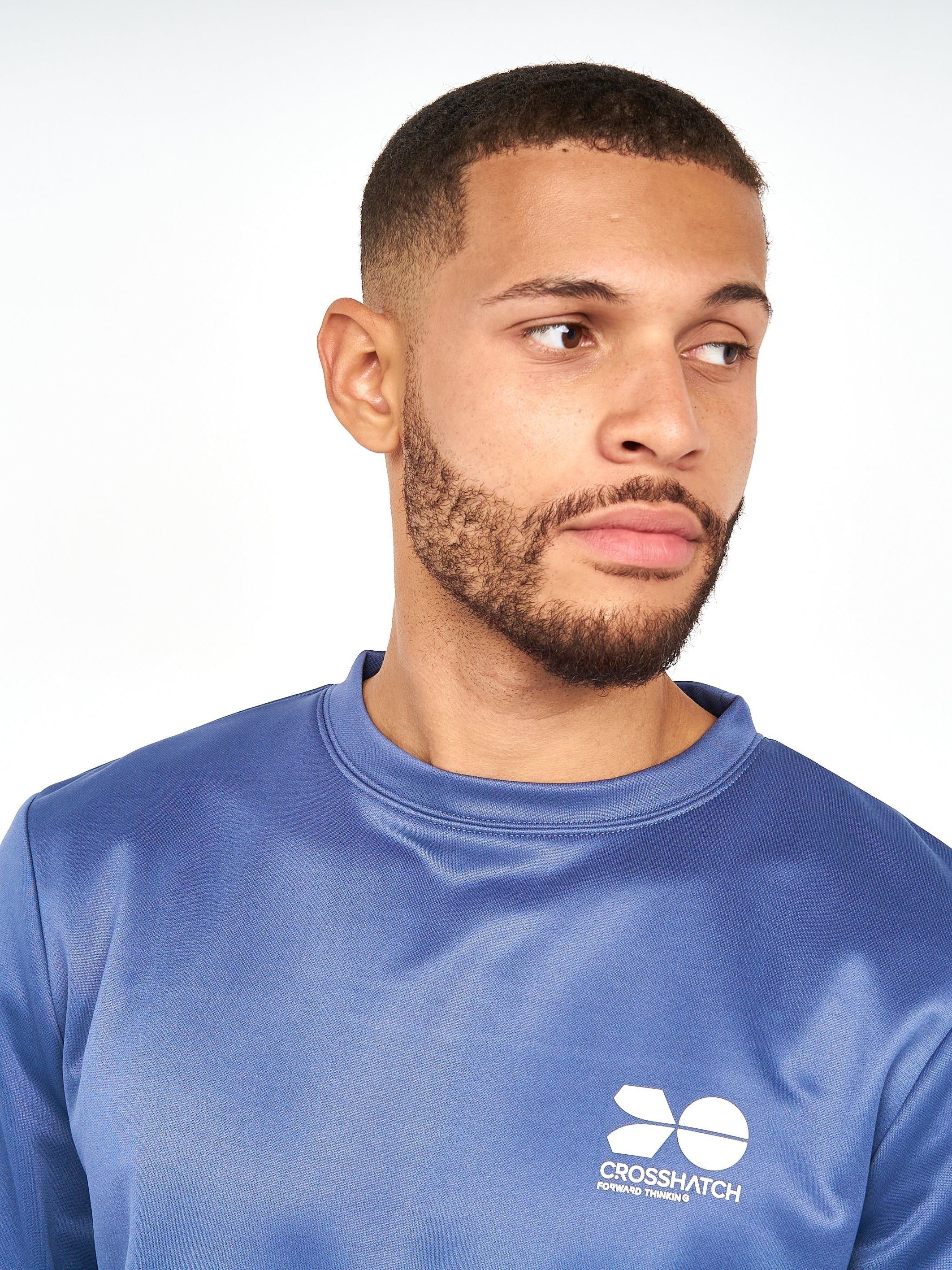 Mens Langtons Crew Tracktop Blue Indigo