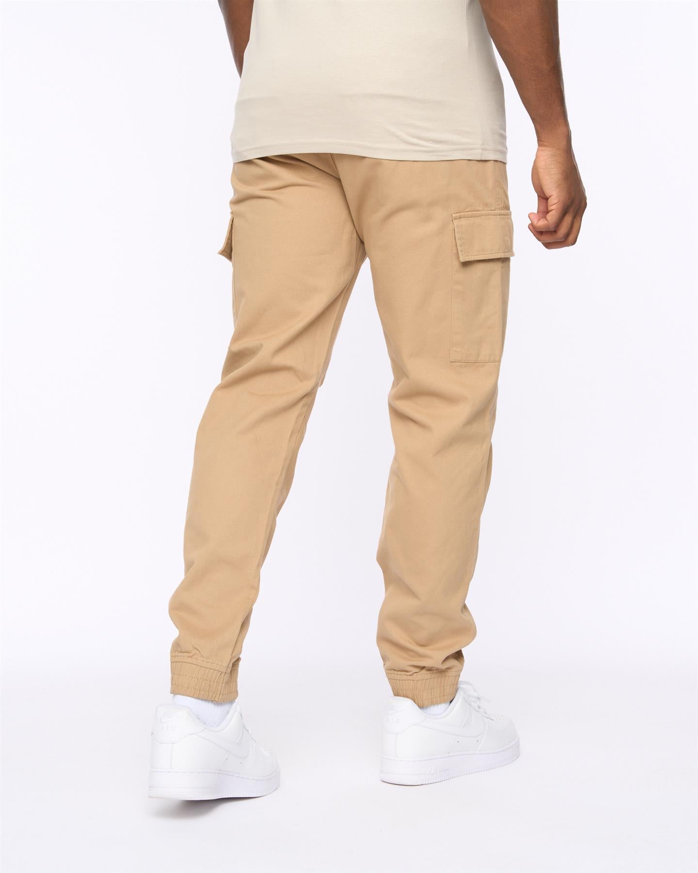 Mens Utilate Elastic Waist Cargos Stone